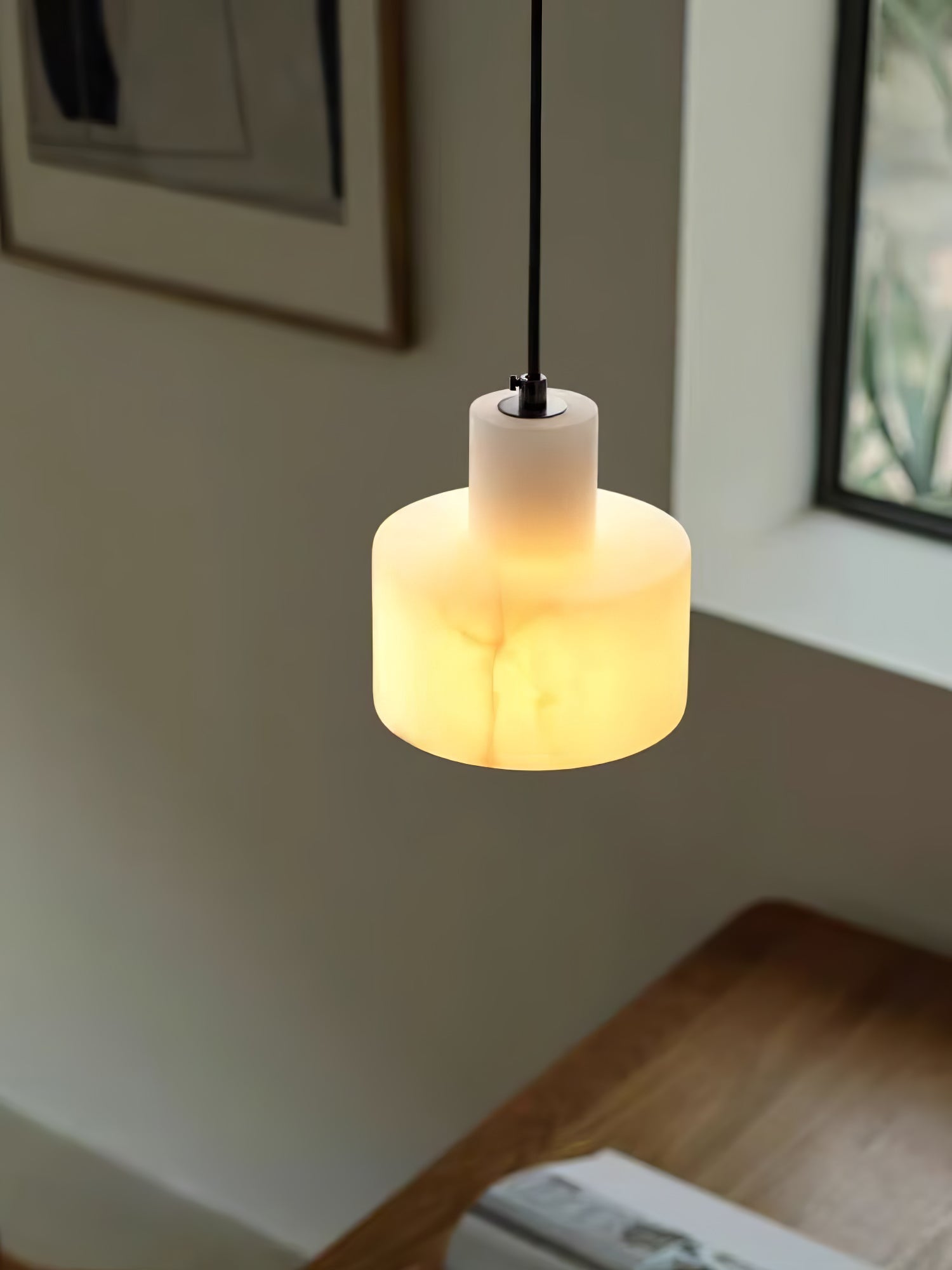 Alabaster Pendant Lgiht Dual Cylindrical - Blowlighting