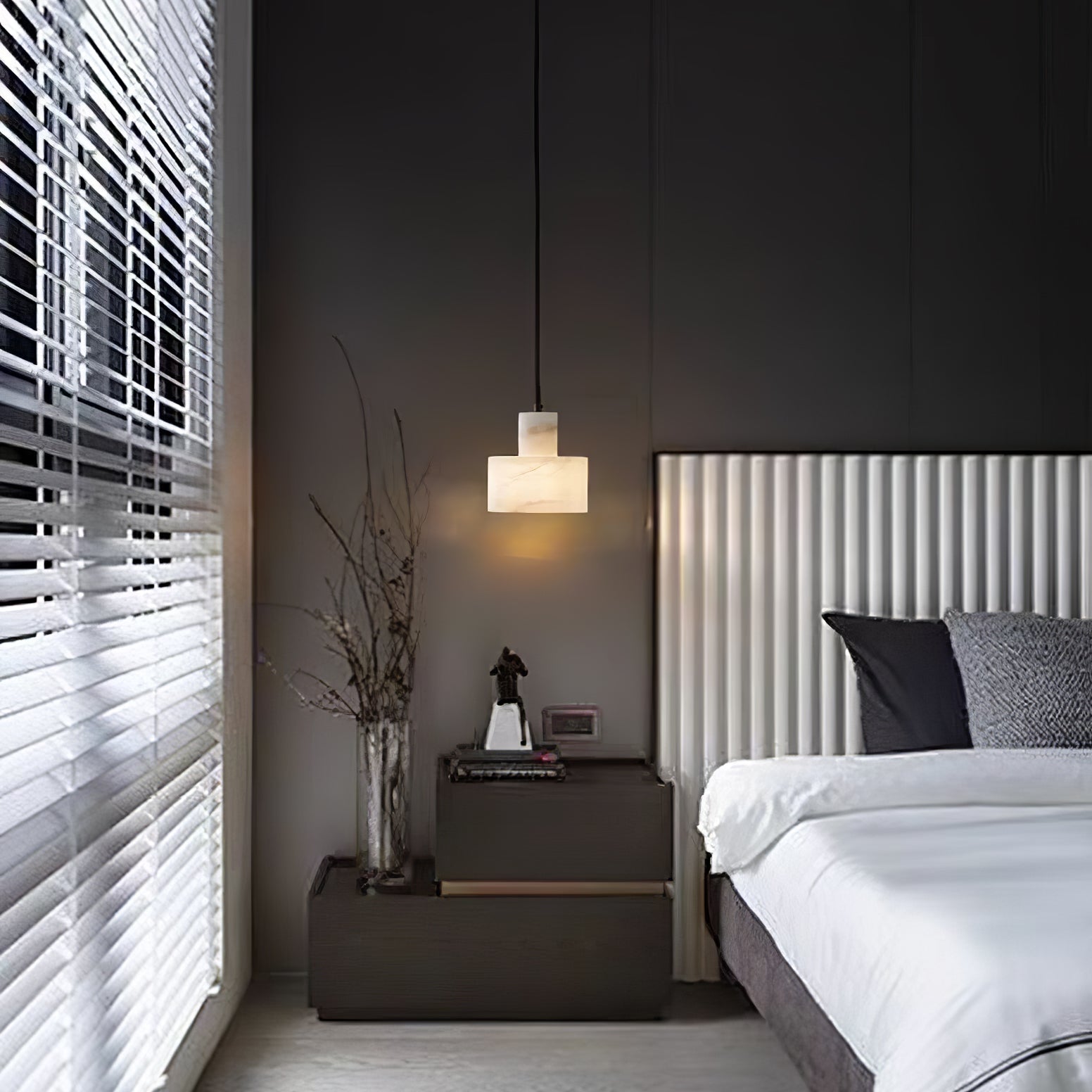 Alabaster Pendant Lgiht Dual Cylindrical - Blowlighting