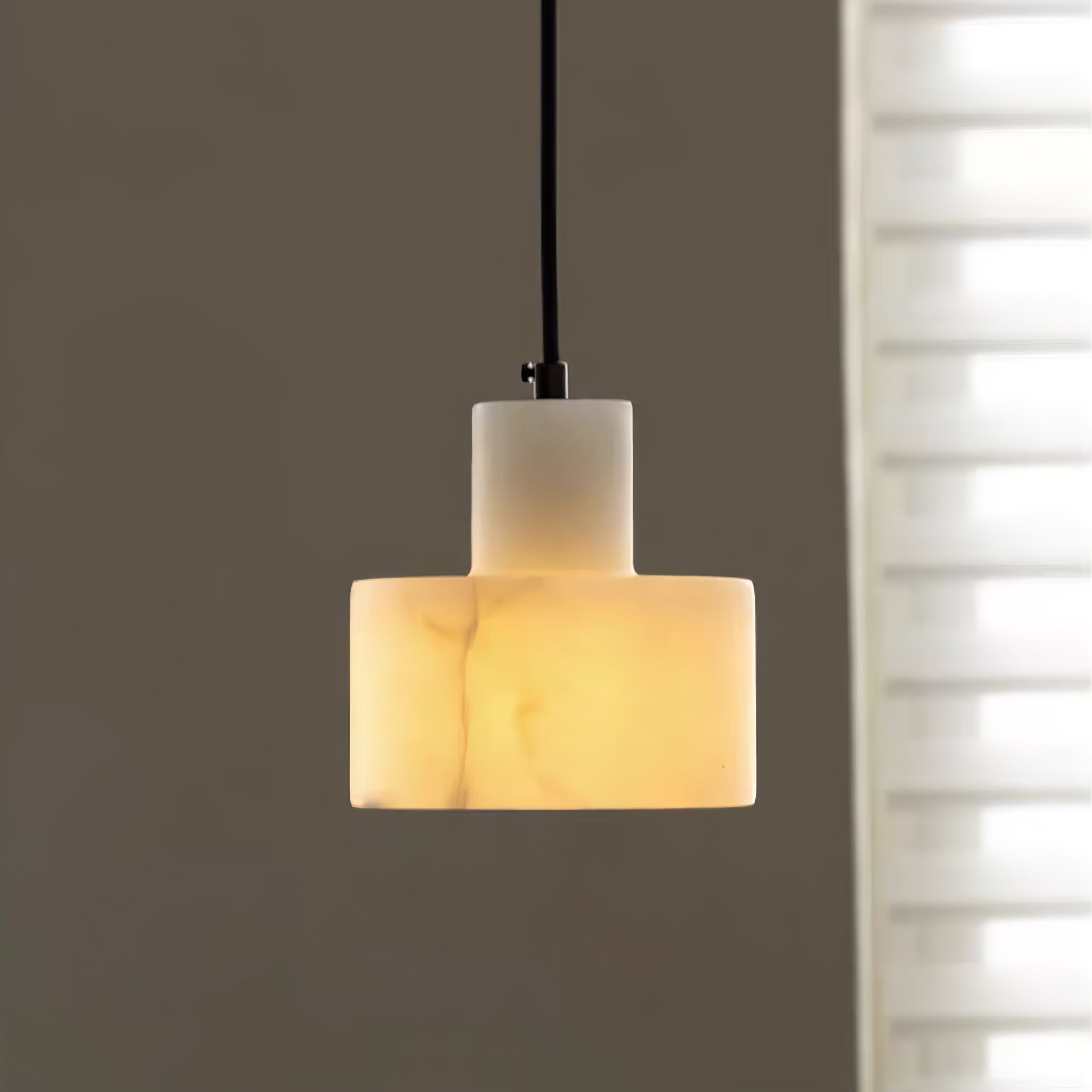 Alabaster Pendant Lgiht Dual Cylindrical - Blowlighting