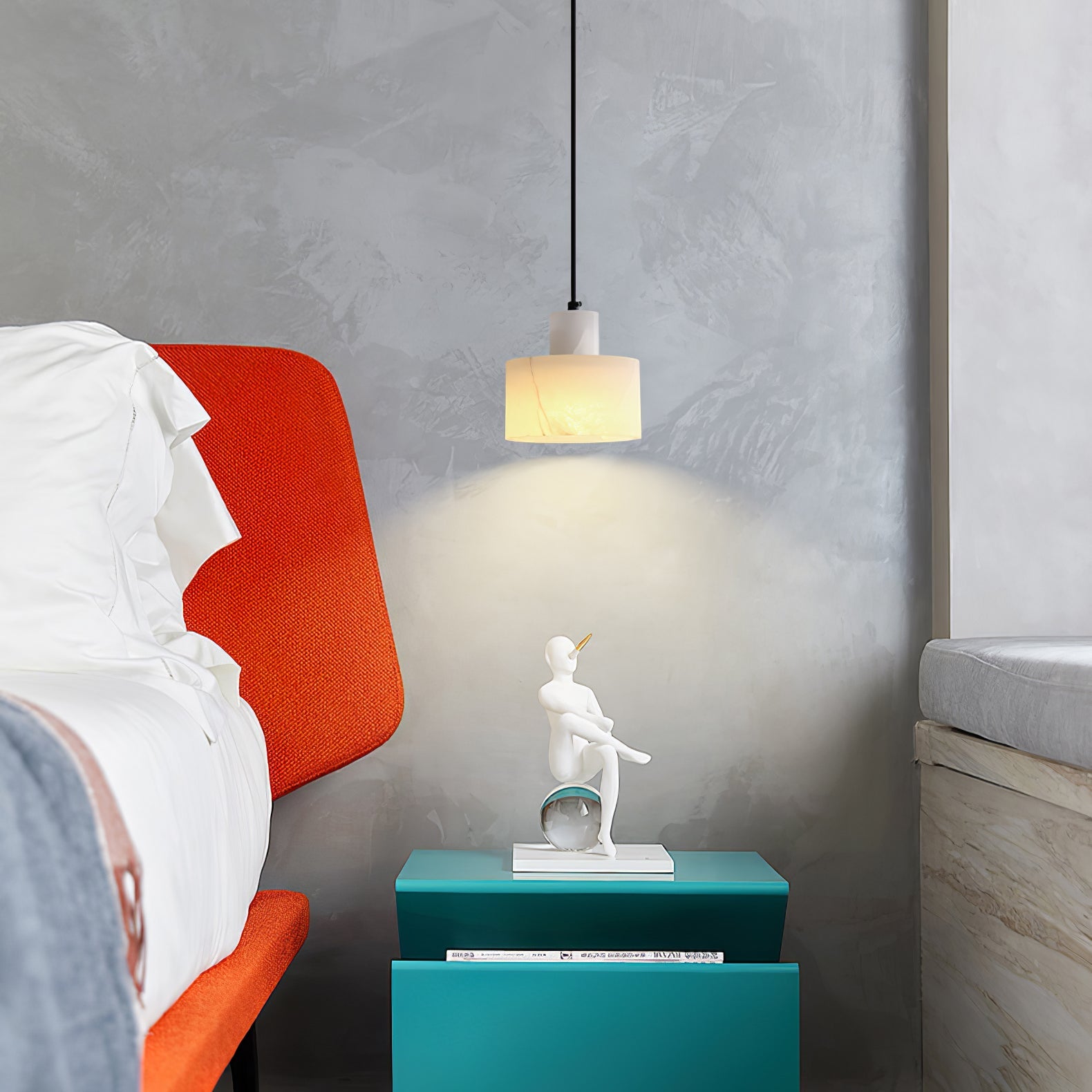 Alabaster Pendant Lgiht Dual Cylindrical - Blowlighting