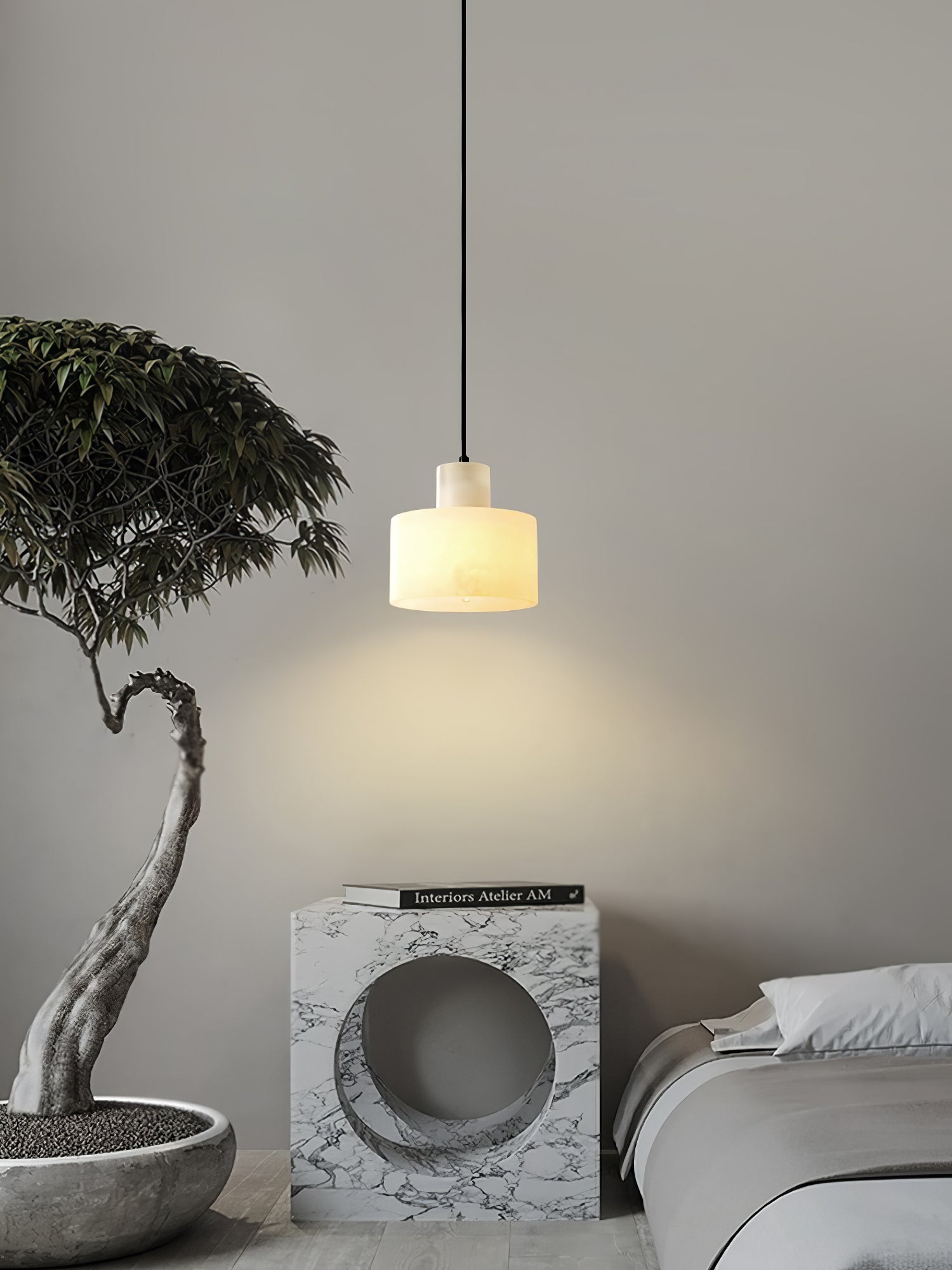 Alabaster Pendant Lgiht Dual Cylindrical - Blowlighting