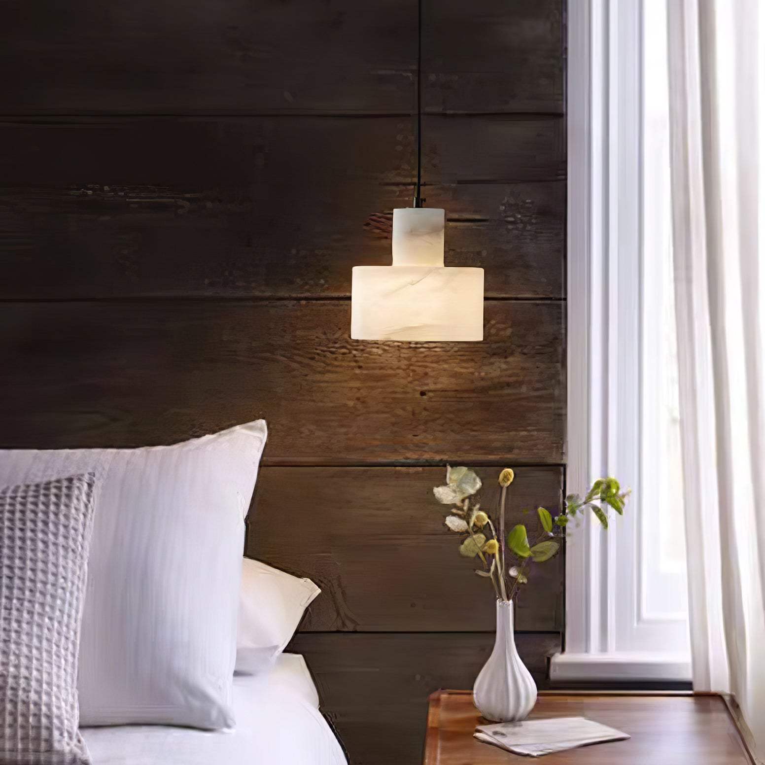 Alabaster Pendant Lgiht Dual Cylindrical - Blowlighting