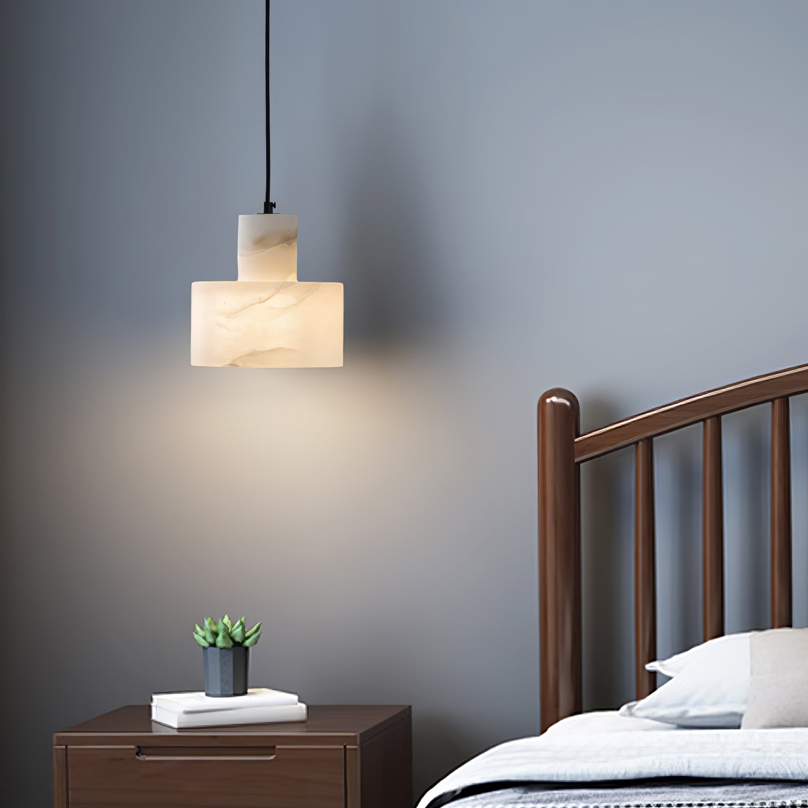 Alabaster Pendant Lgiht Dual Cylindrical - Blowlighting