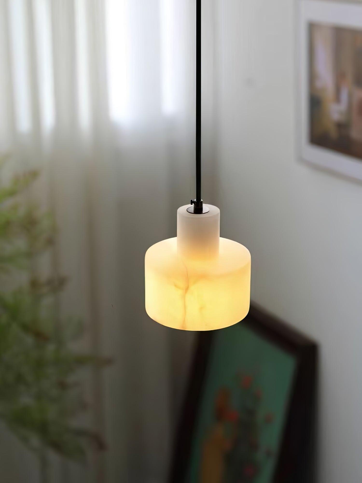 Alabaster Pendant Lgiht Dual Cylindrical - Blowlighting