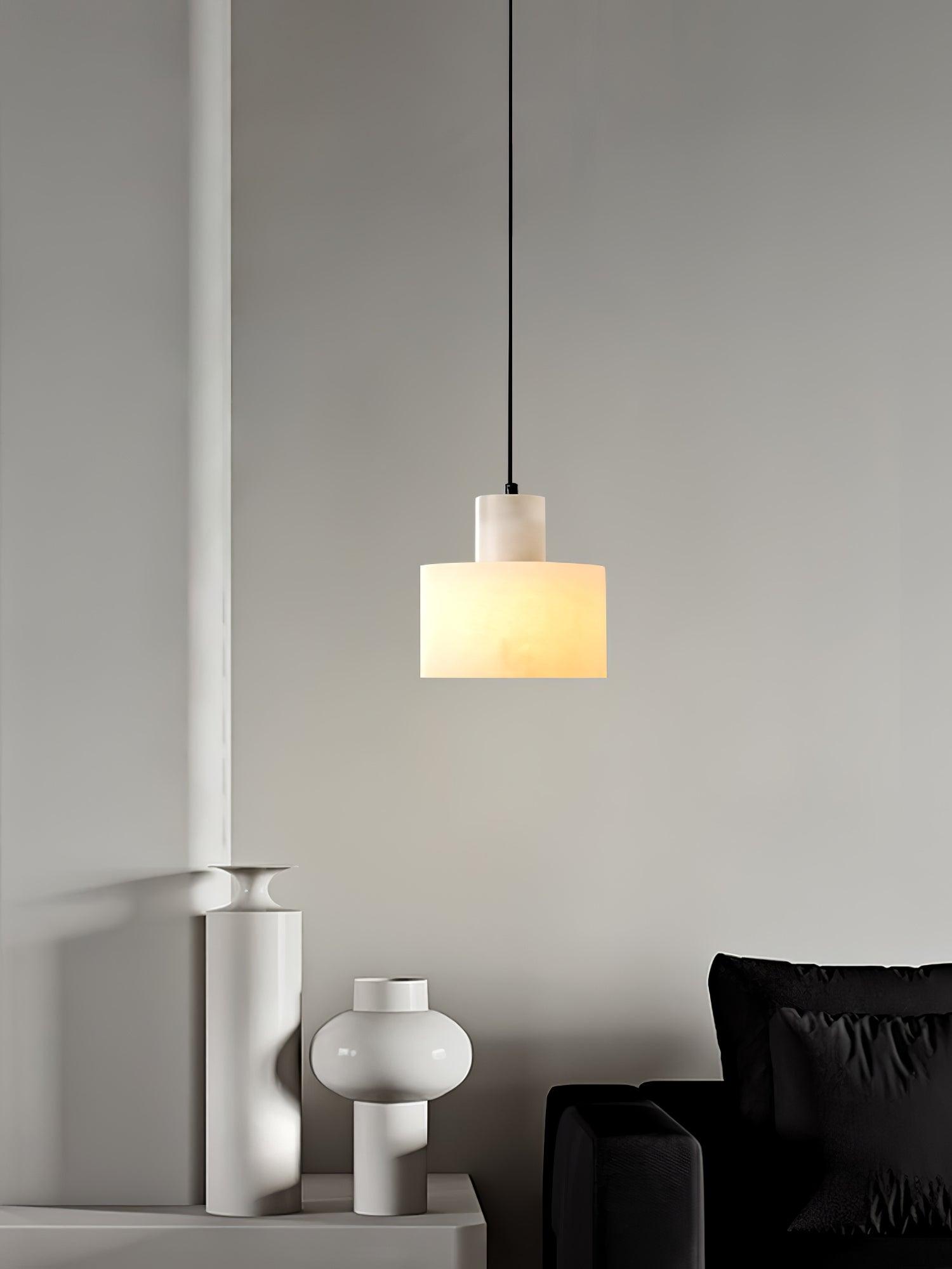 Alabaster Pendant Lgiht Dual Cylindrical - Blowlighting