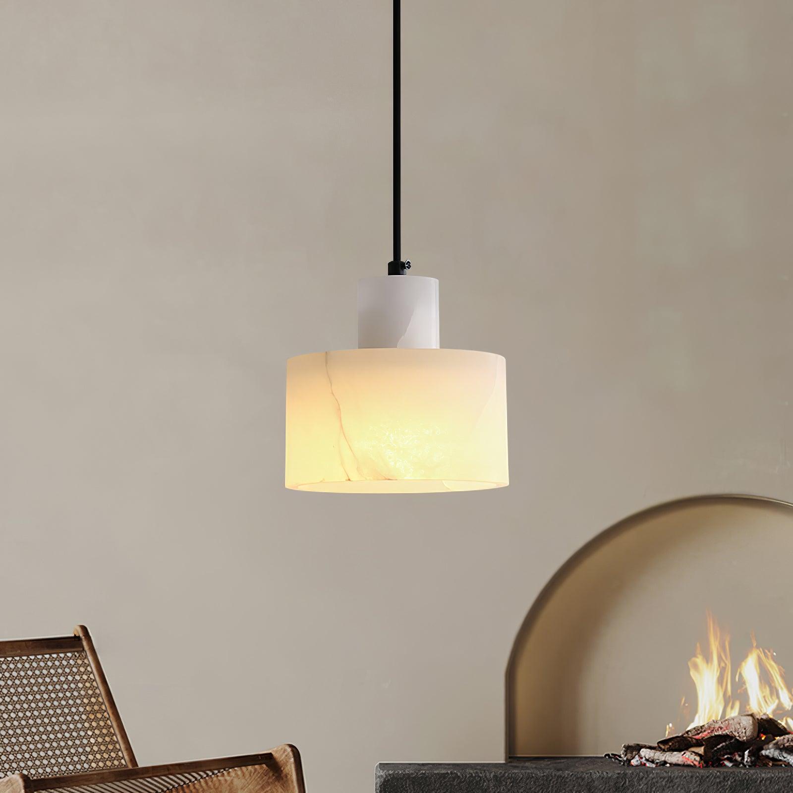 Alabaster Pendant Lgiht Dual Cylindrical - Blowlighting