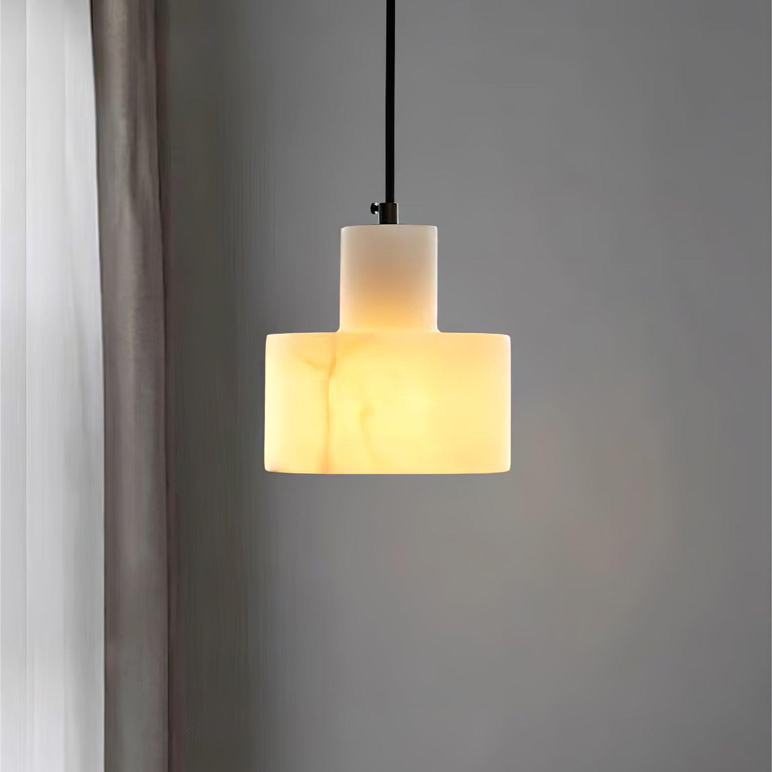 Alabaster Pendant Lgiht Dual Cylindrical - Blowlighting