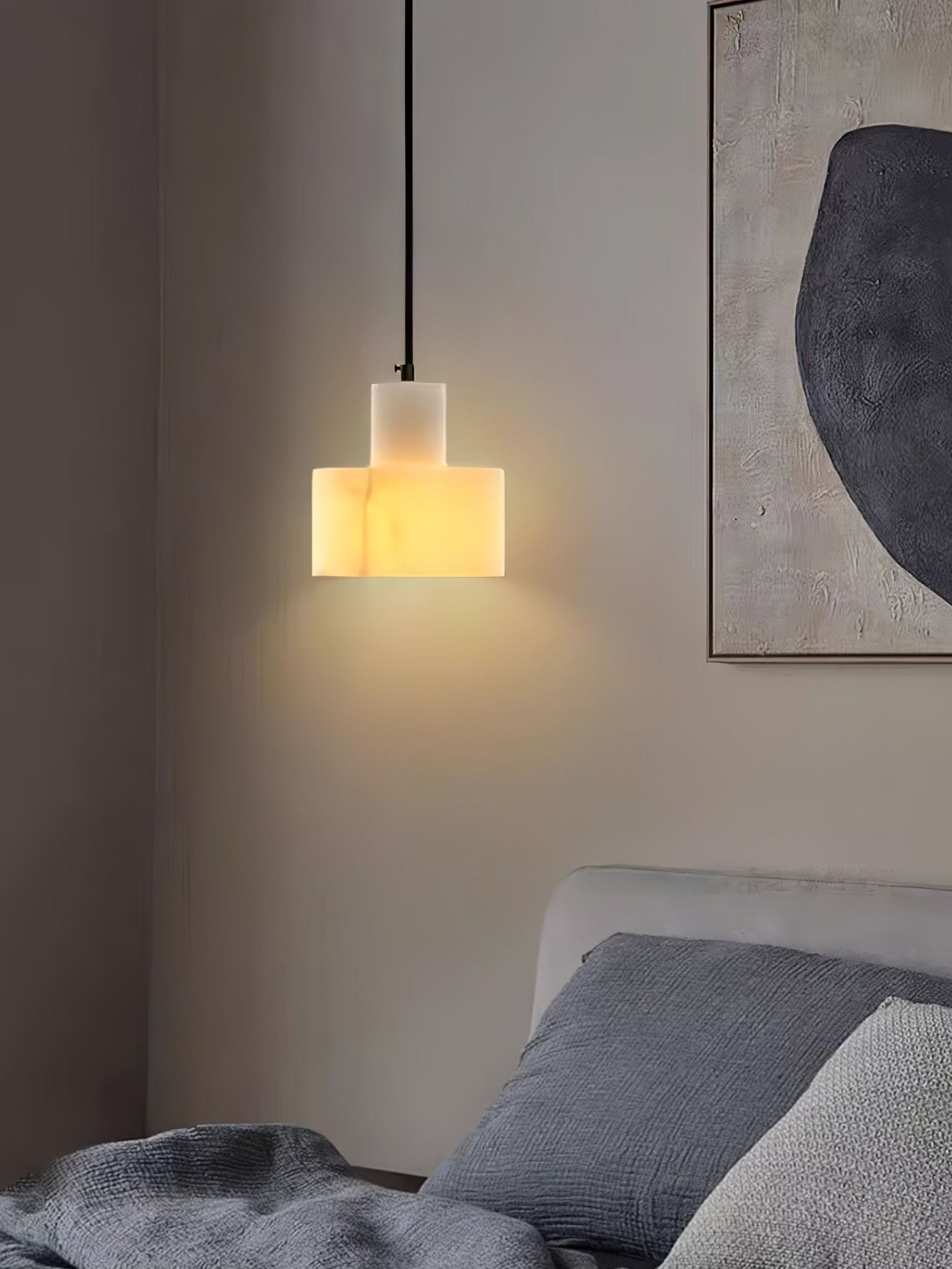 Alabaster Pendant Lgiht Dual Cylindrical - Blowlighting