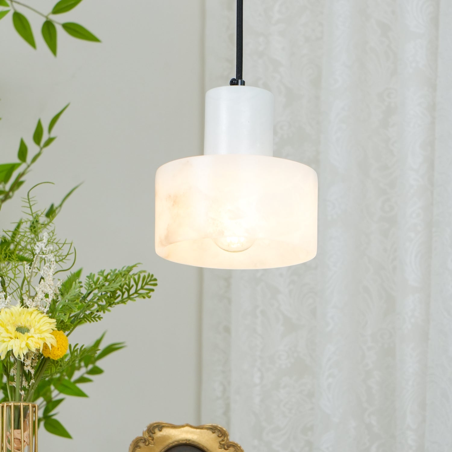 Alabaster Pendant Lgiht Dual Cylindrical - Blowlighting