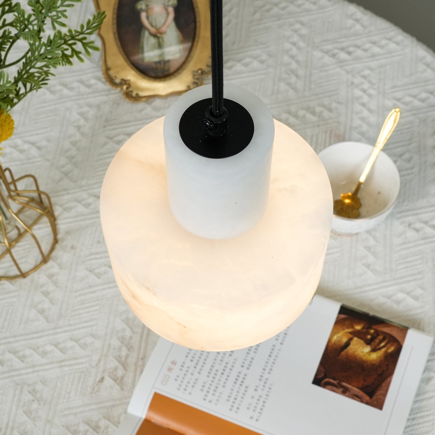 Alabaster Pendant Lgiht Dual Cylindrical - Blowlighting