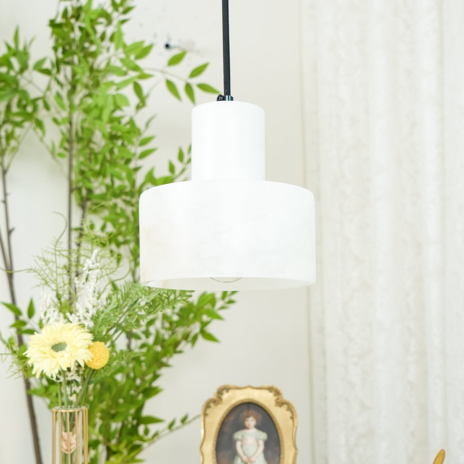 Alabaster Pendant Lgiht Dual Cylindrical - Blowlighting