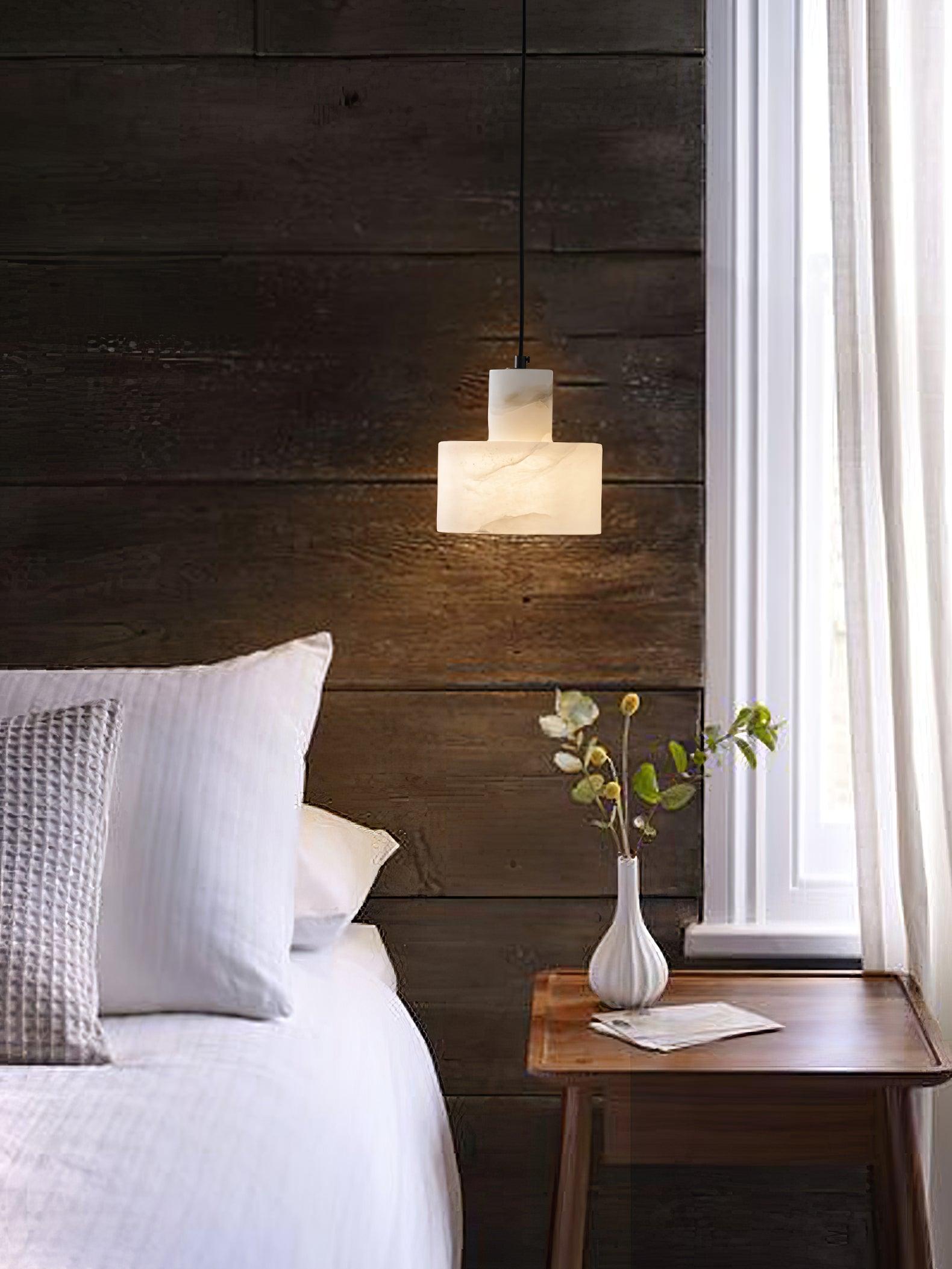 Alabaster Pendant Lgiht Dual Cylindrical - Blowlighting