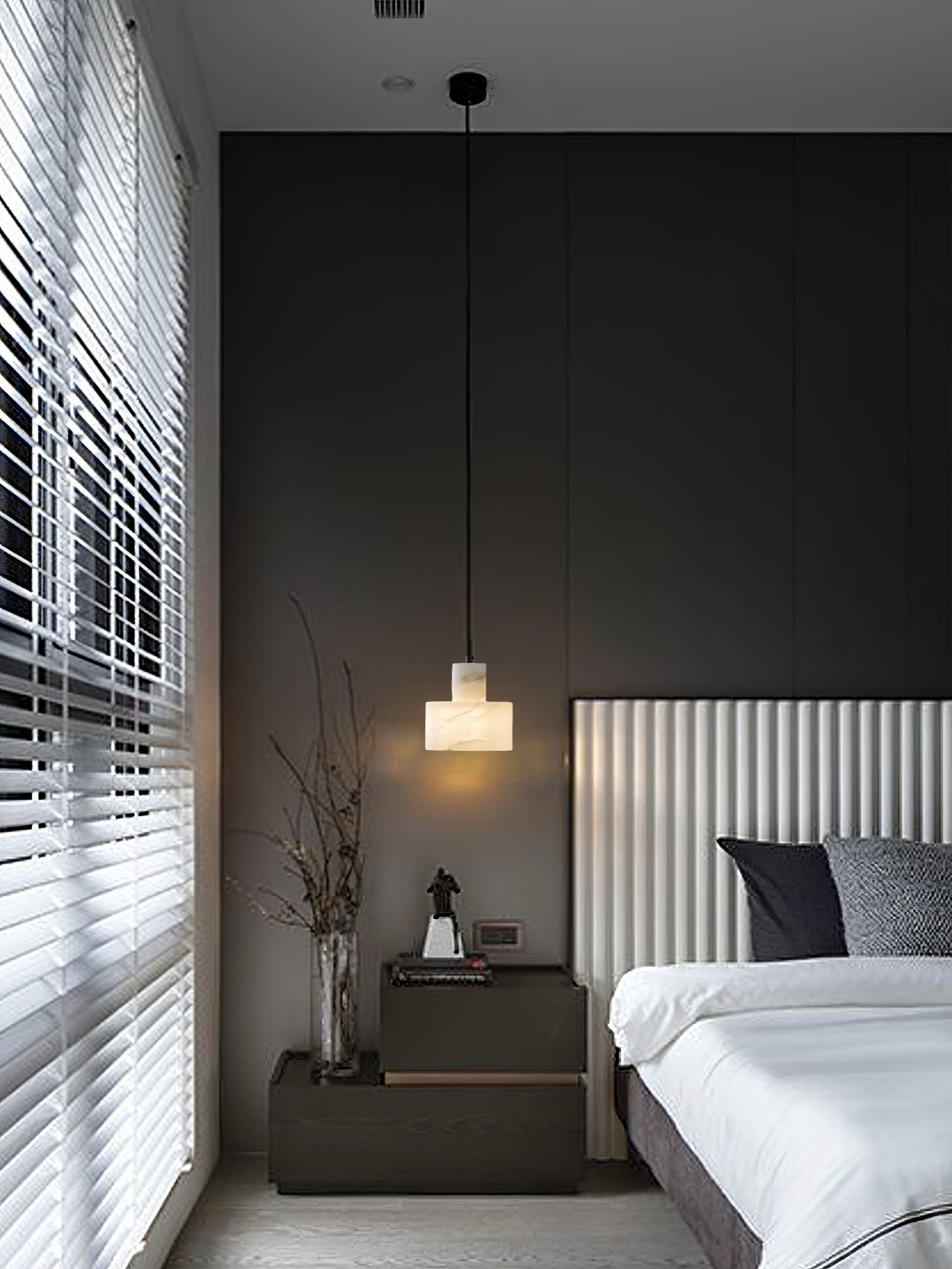 Alabaster Pendant Lgiht Dual Cylindrical - Blowlighting