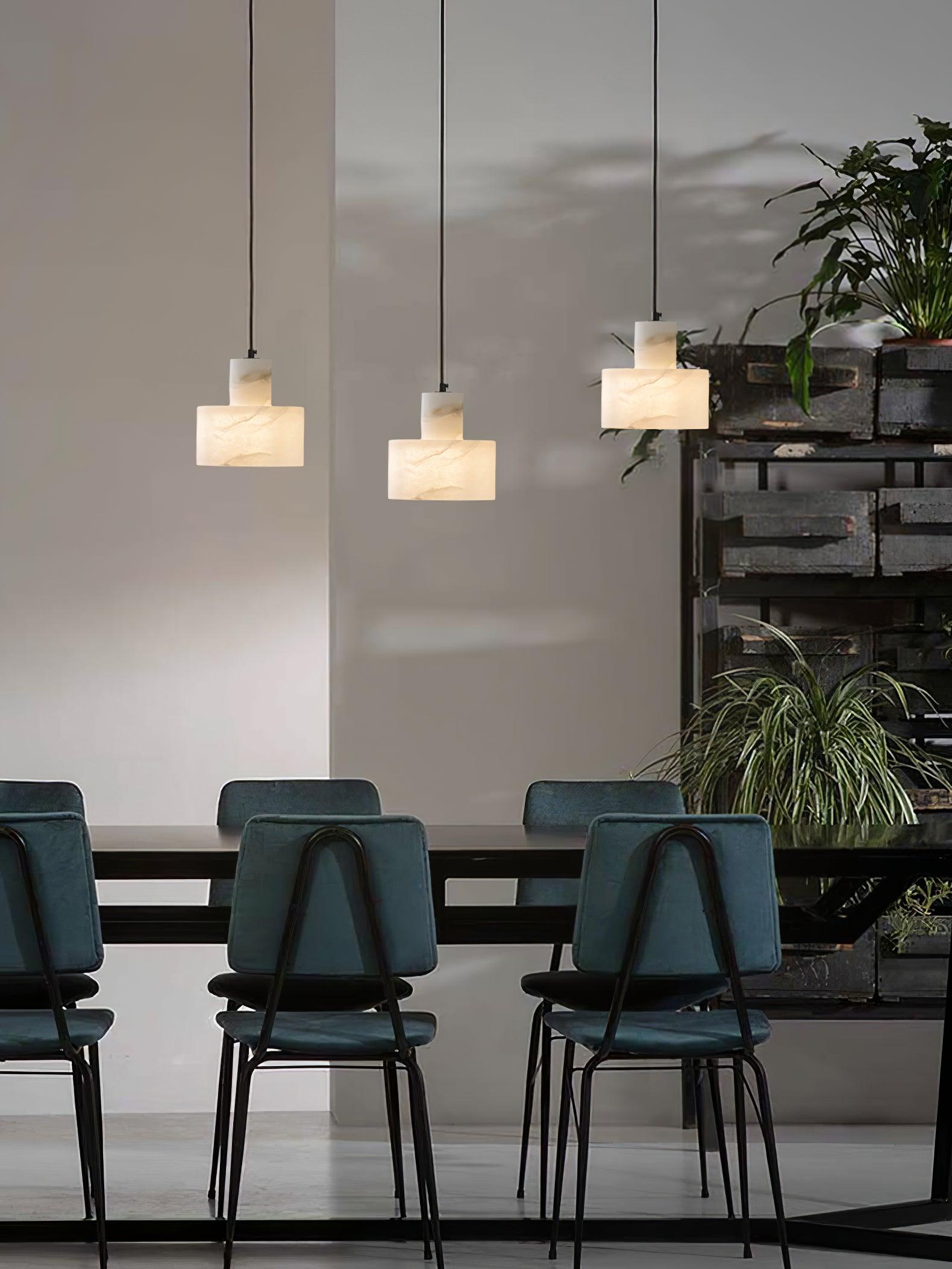 Alabaster Pendant Lgiht Dual Cylindrical - Blowlighting