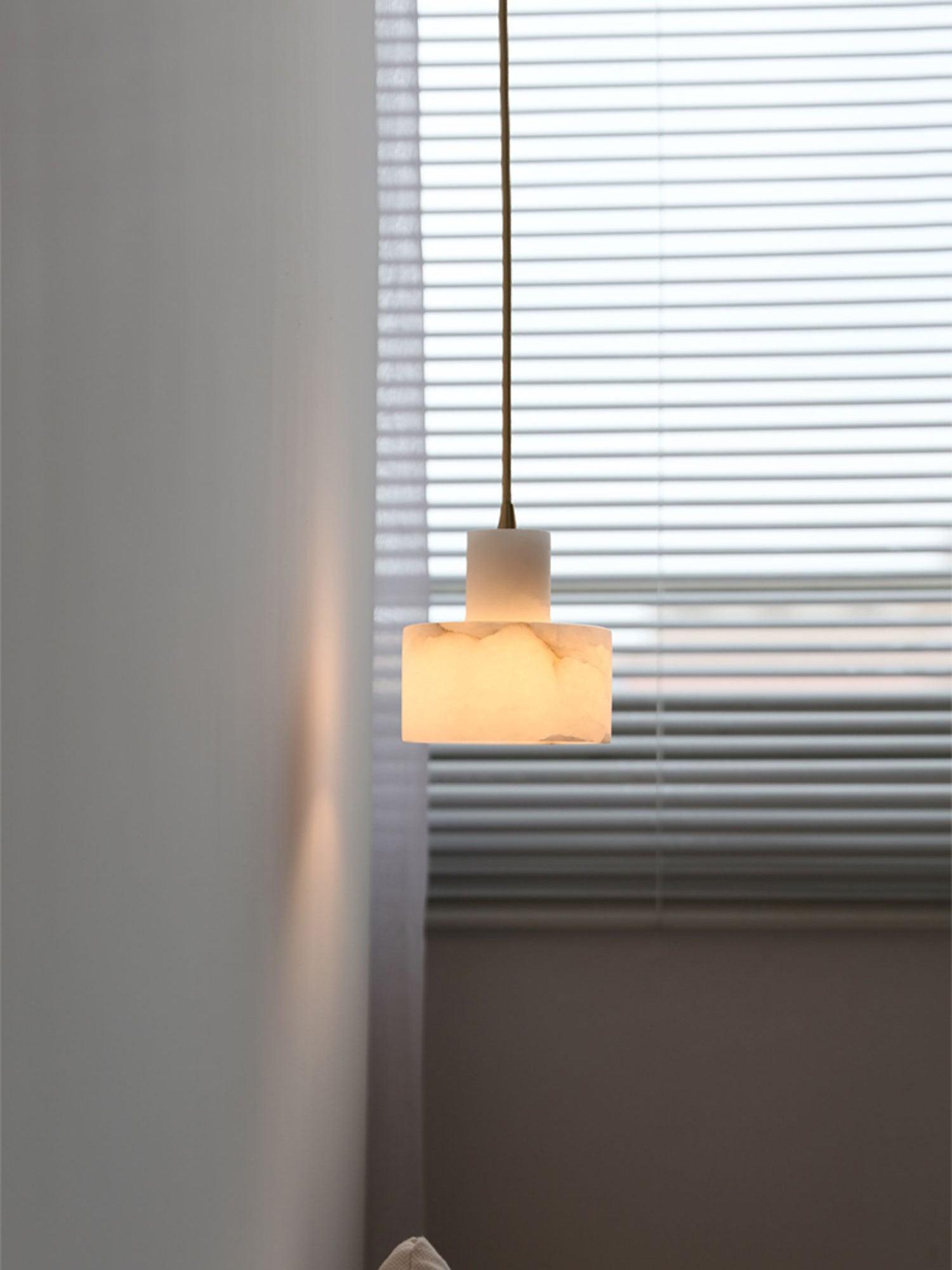Alabaster Pendant Lgiht Dual Cylindrical - Blowlighting