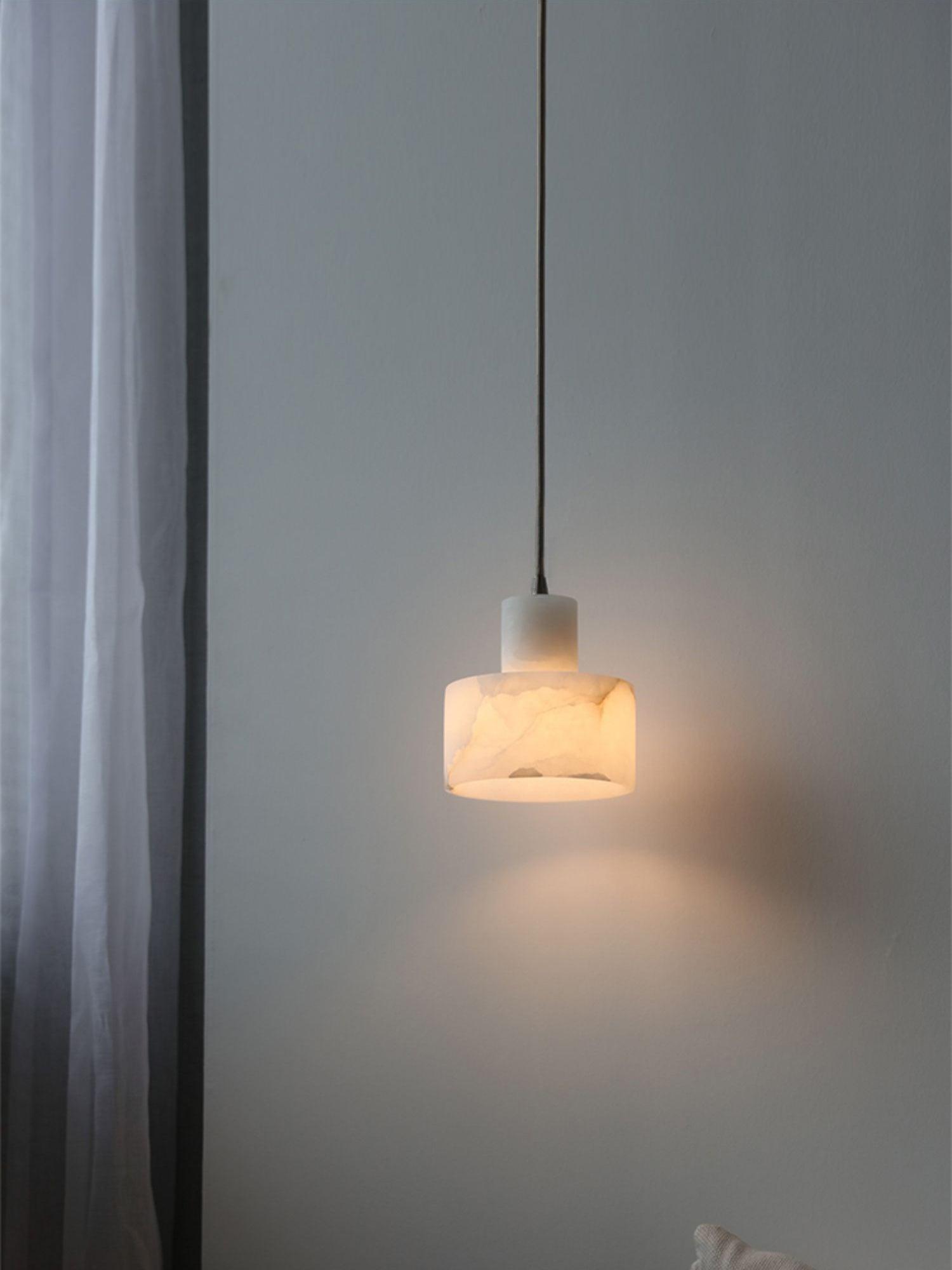 Alabaster Pendant Lgiht Dual Cylindrical - Blowlighting