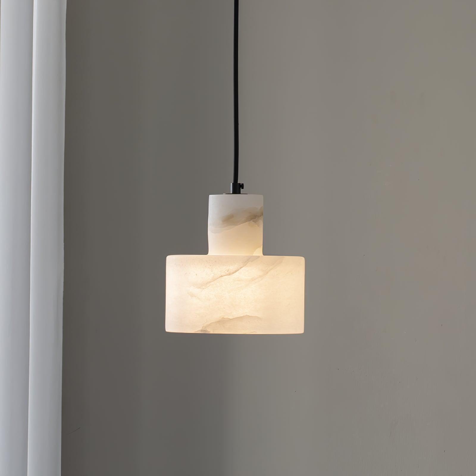 Alabaster Pendant Lgiht Dual Cylindrical - Blowlighting