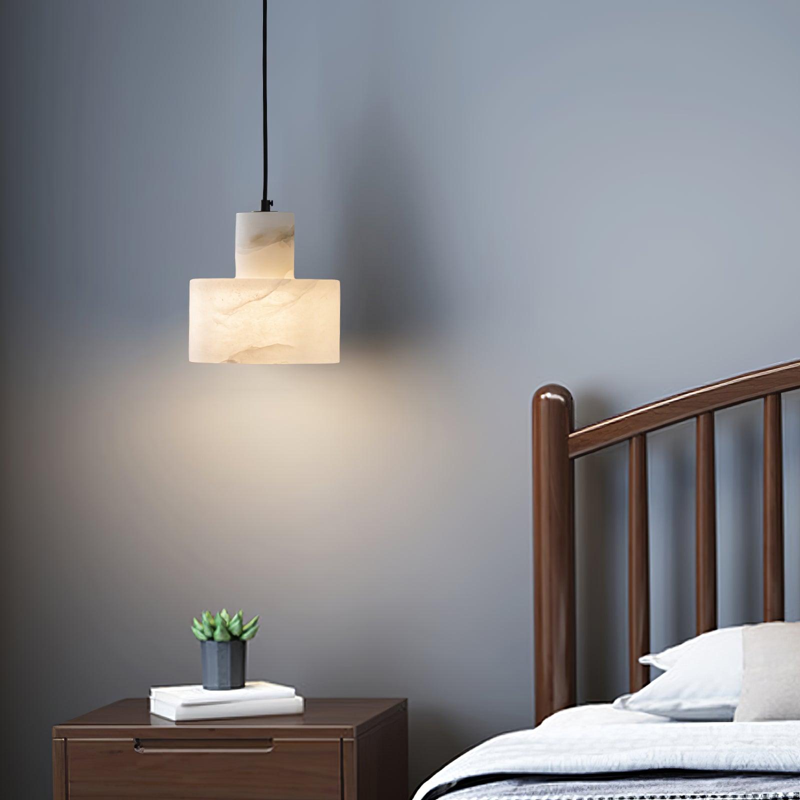 Alabaster Pendant Lgiht Dual Cylindrical - Blowlighting