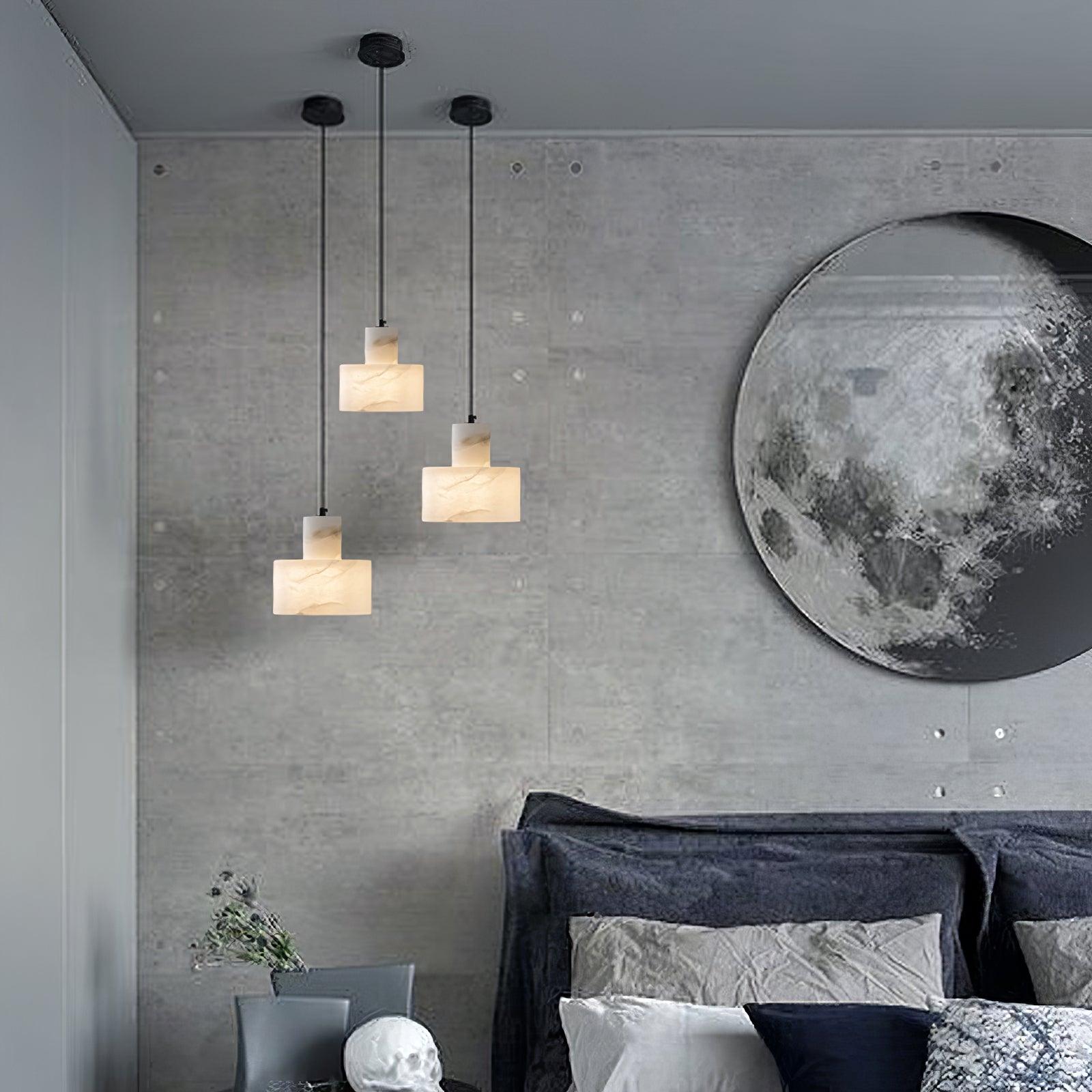 Alabaster Pendant Lgiht Dual Cylindrical - Blowlighting