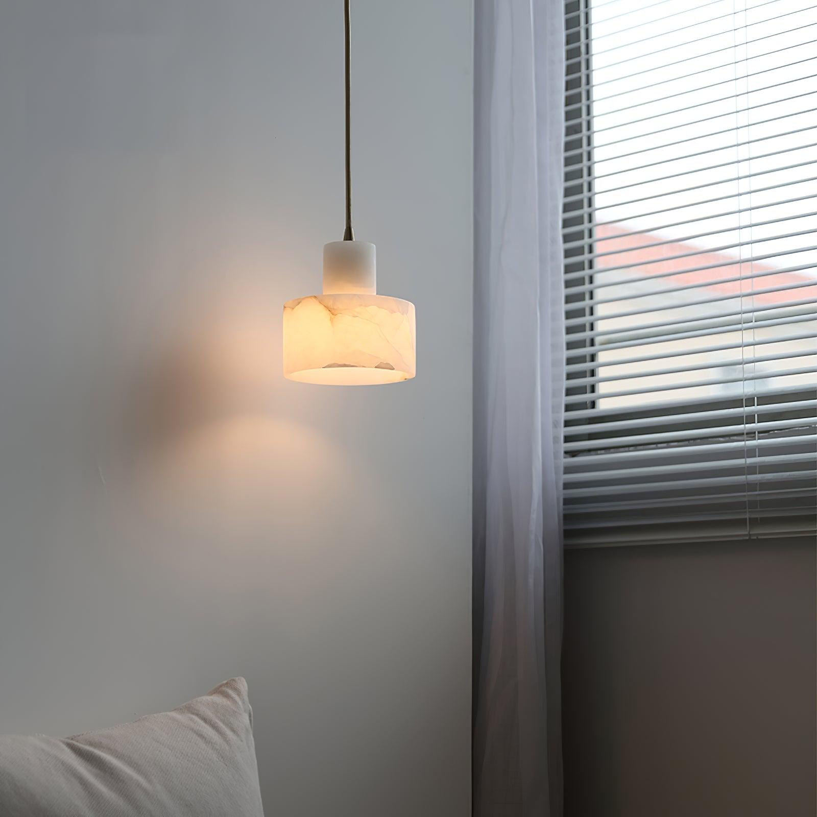 Alabaster Pendant Lgiht Dual Cylindrical - Blowlighting