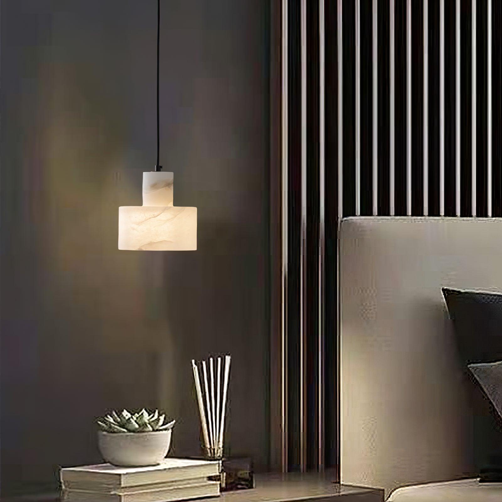 Alabaster Pendant Lgiht Dual Cylindrical - Blowlighting