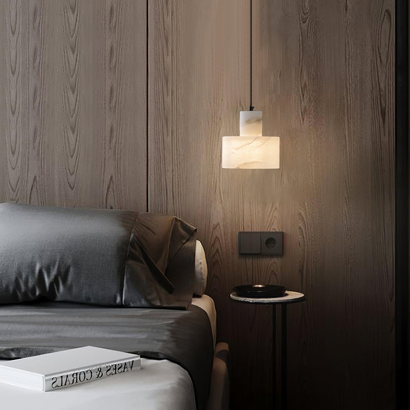 Alabaster Pendant Lgiht Dual Cylindrical - Blowlighting