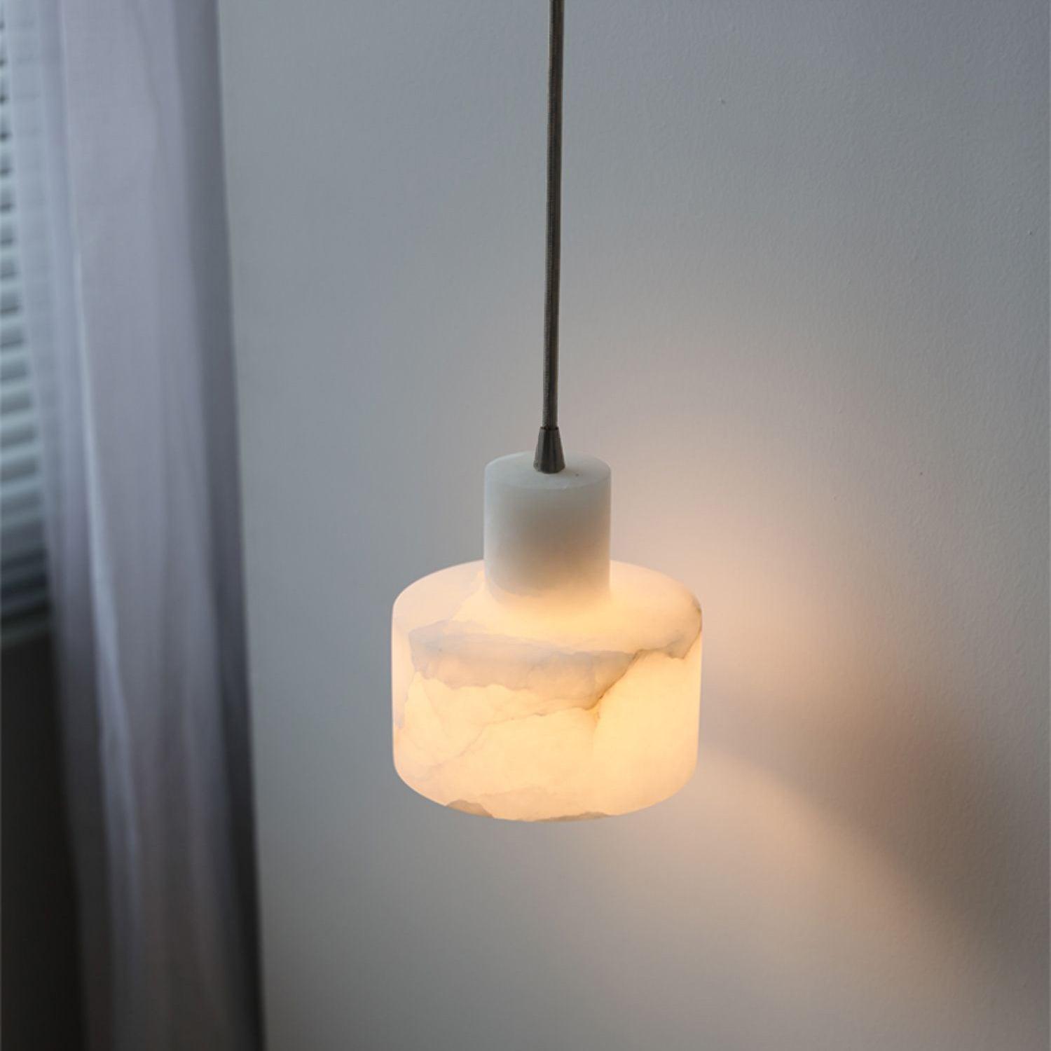 Alabaster Pendant Lgiht Dual Cylindrical - Blowlighting