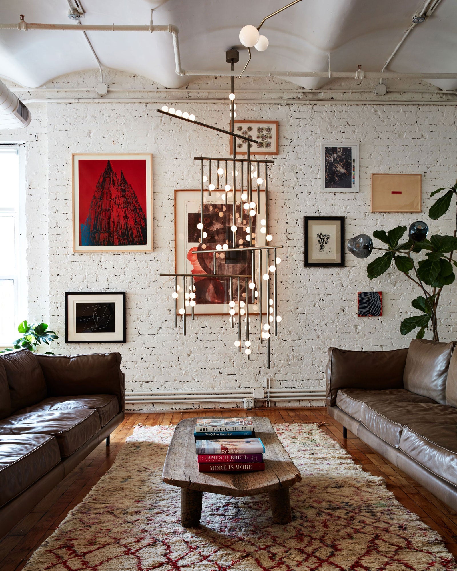 Eurzoris Geometric Brass Linear Pendant Light Chandelier - Blowlighting