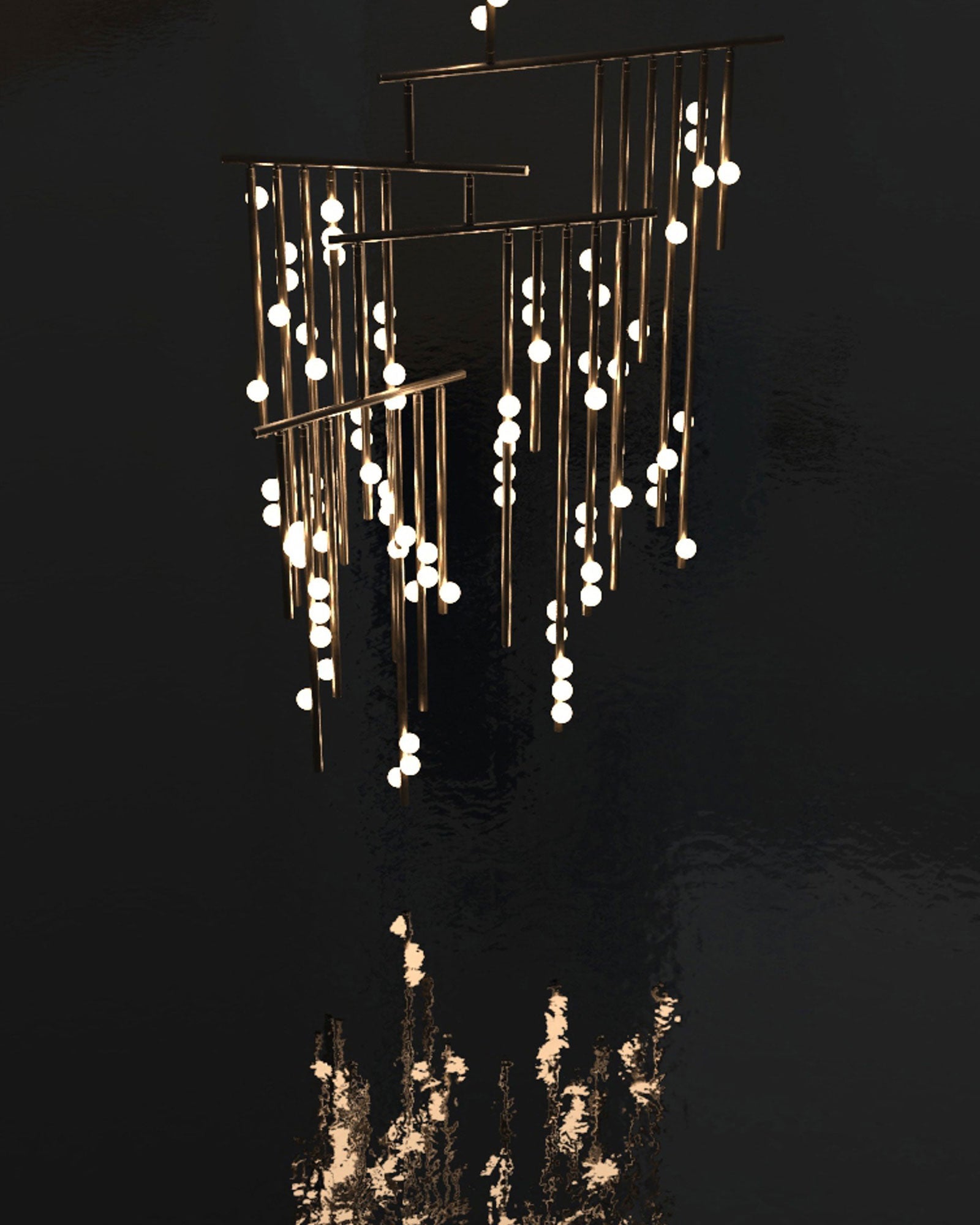 Eurzoris Geometric Brass Linear Pendant Light Chandelier - Blowlighting