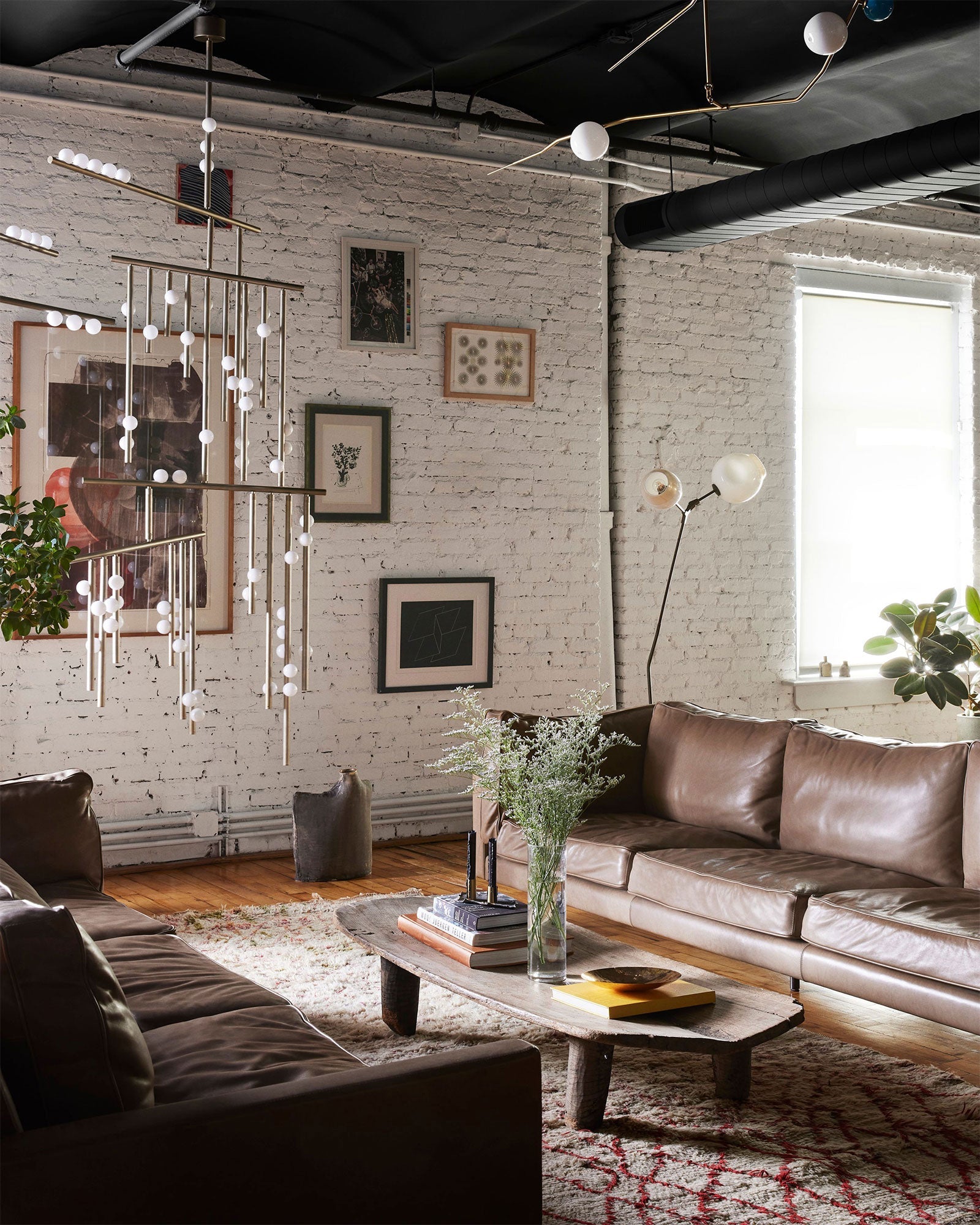 Eurzoris Geometric Brass Linear Pendant Light Chandelier - Blowlighting