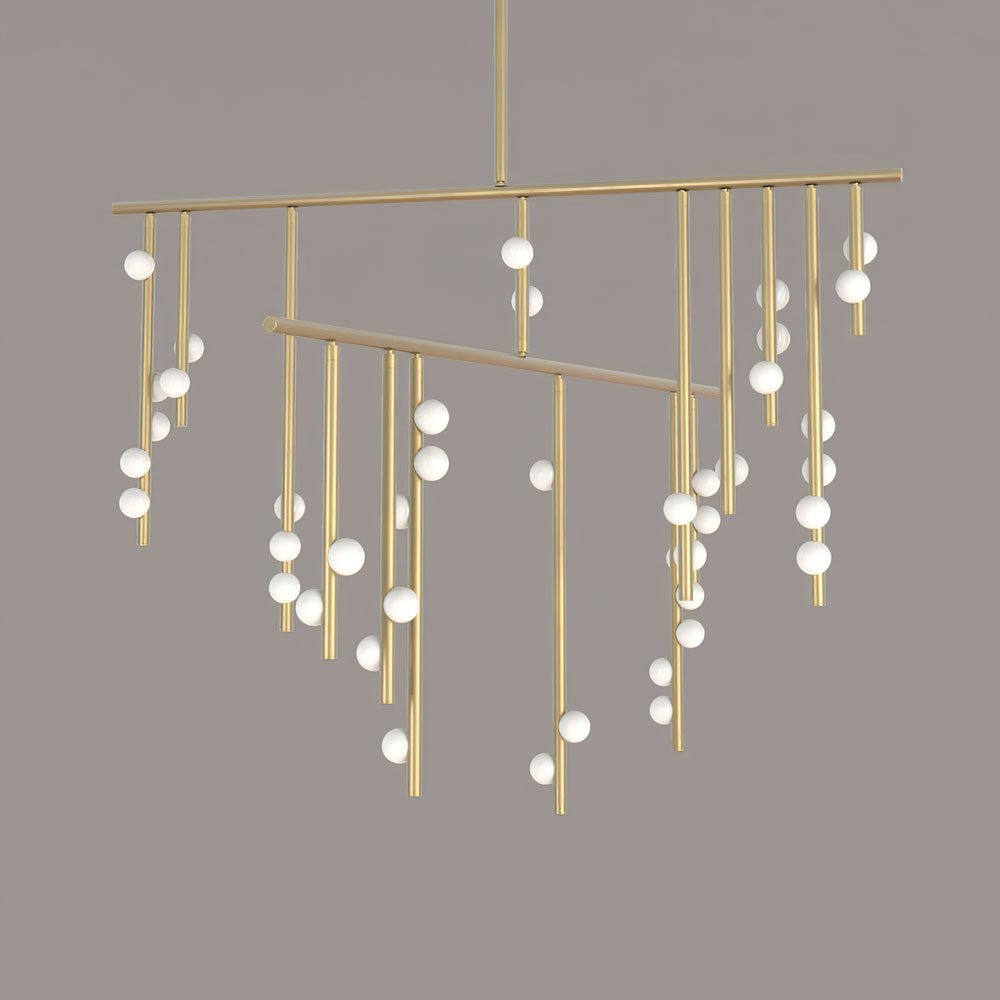 Eurzoris Geometric Brass Linear Pendant Light Chandelier - Blowlighting