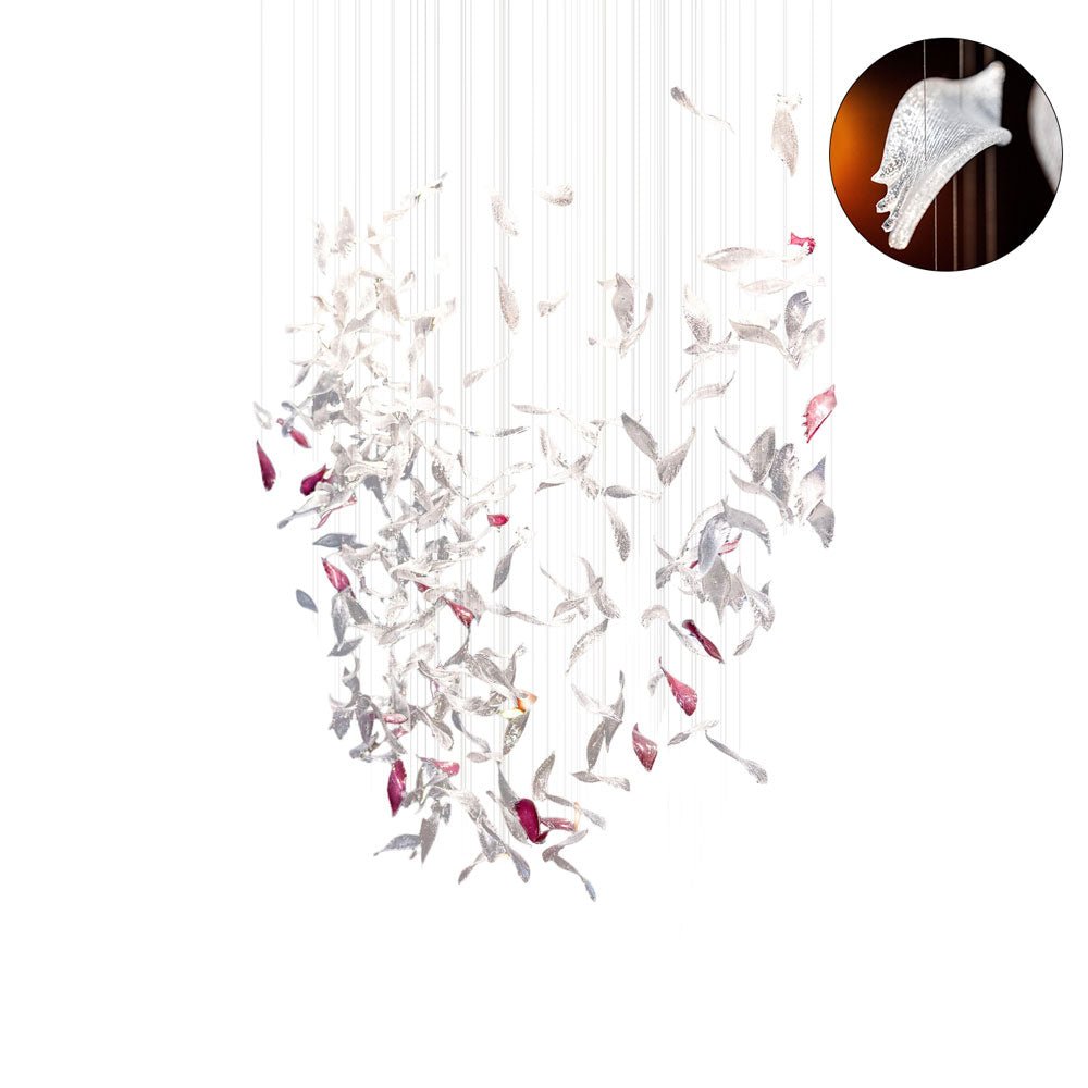 Zathaara Glass Feather Shape Chandelier - Blowlighting