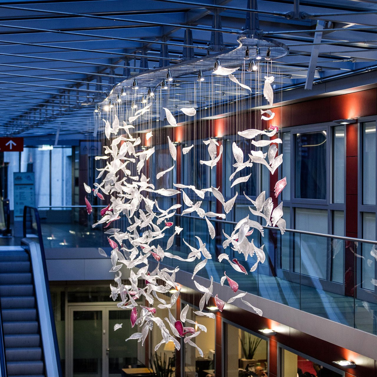 Zathaara Glass Feather Shape Chandelier - Blowlighting