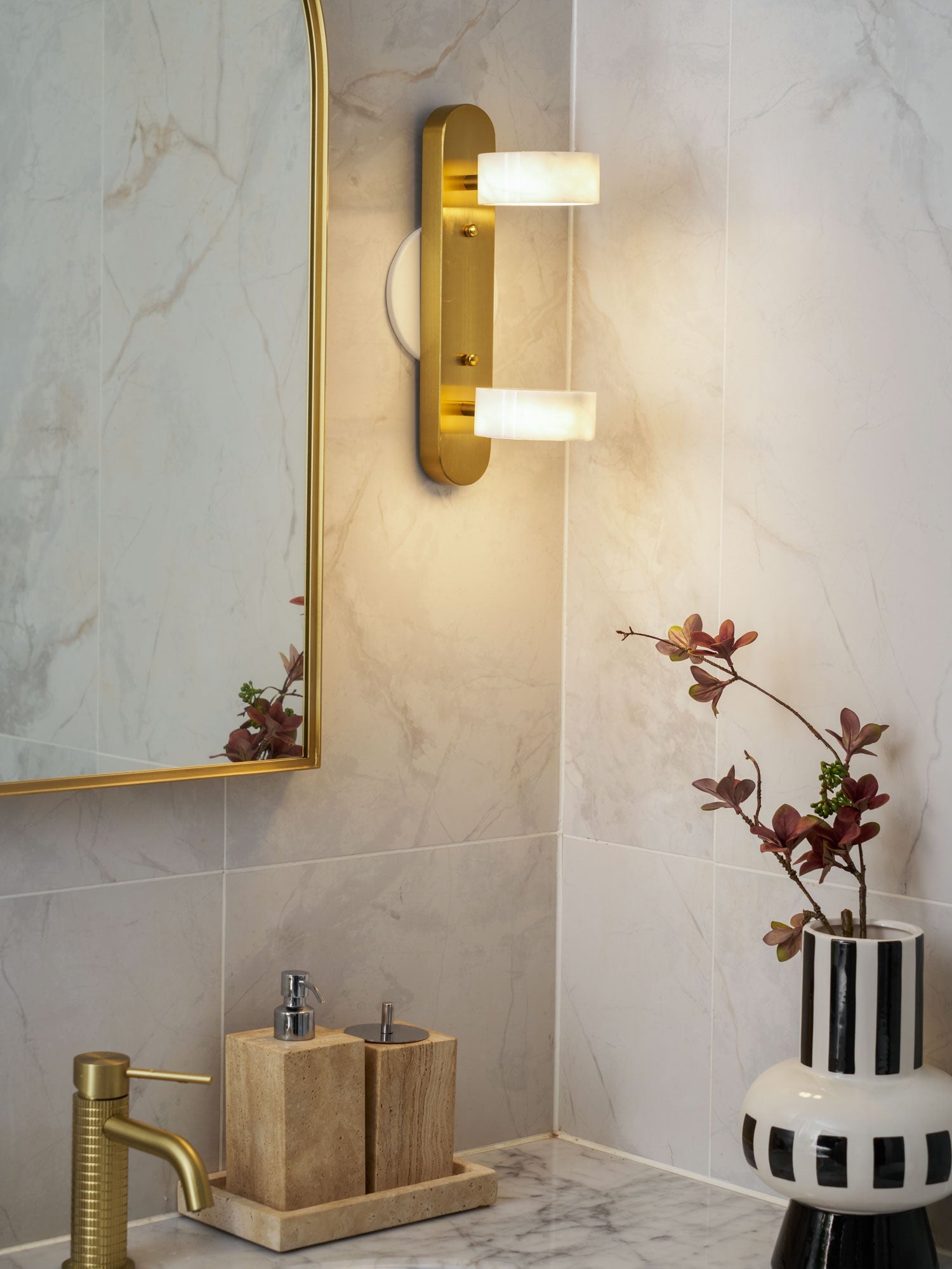 Orshaa Linear Travertine Vanity Light - Blowlighting