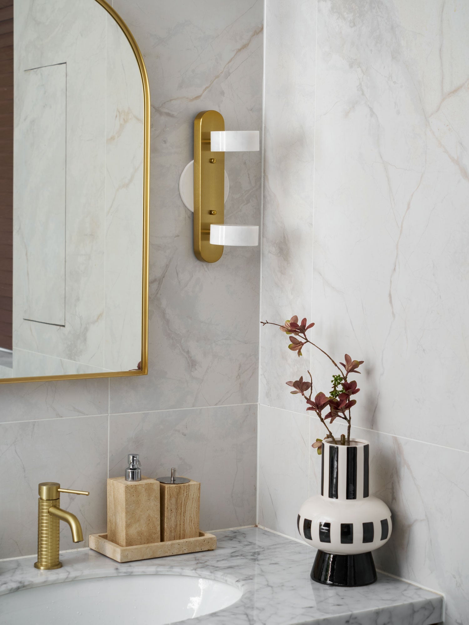 Orshaa Linear Travertine Vanity Light - Blowlighting