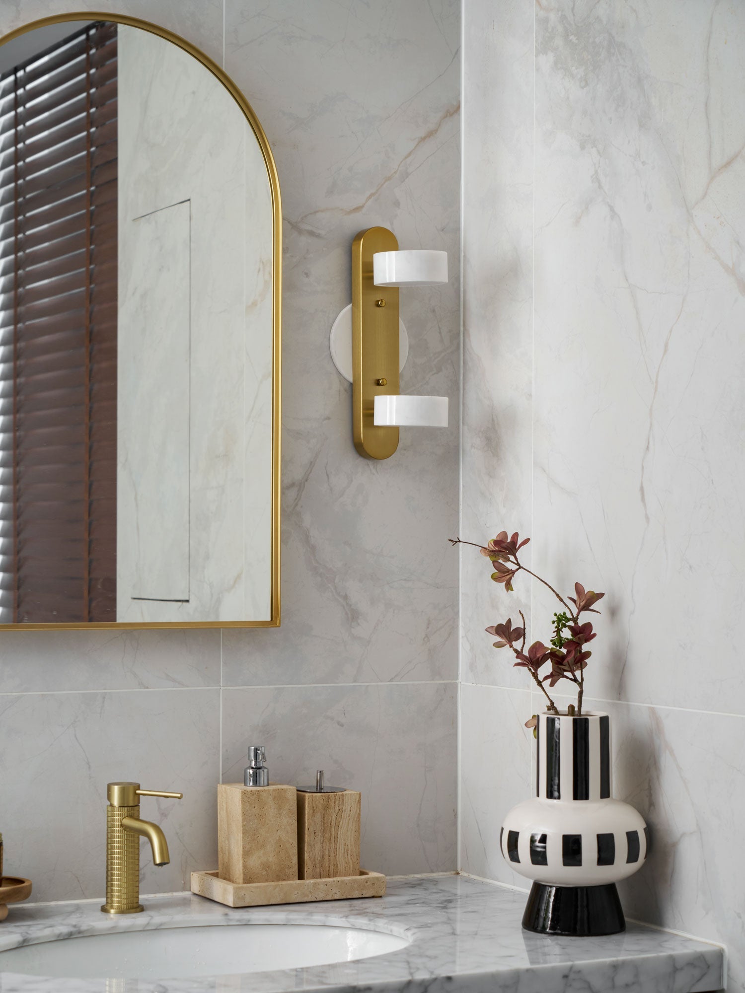 Orshaa Linear Travertine Vanity Light - Blowlighting