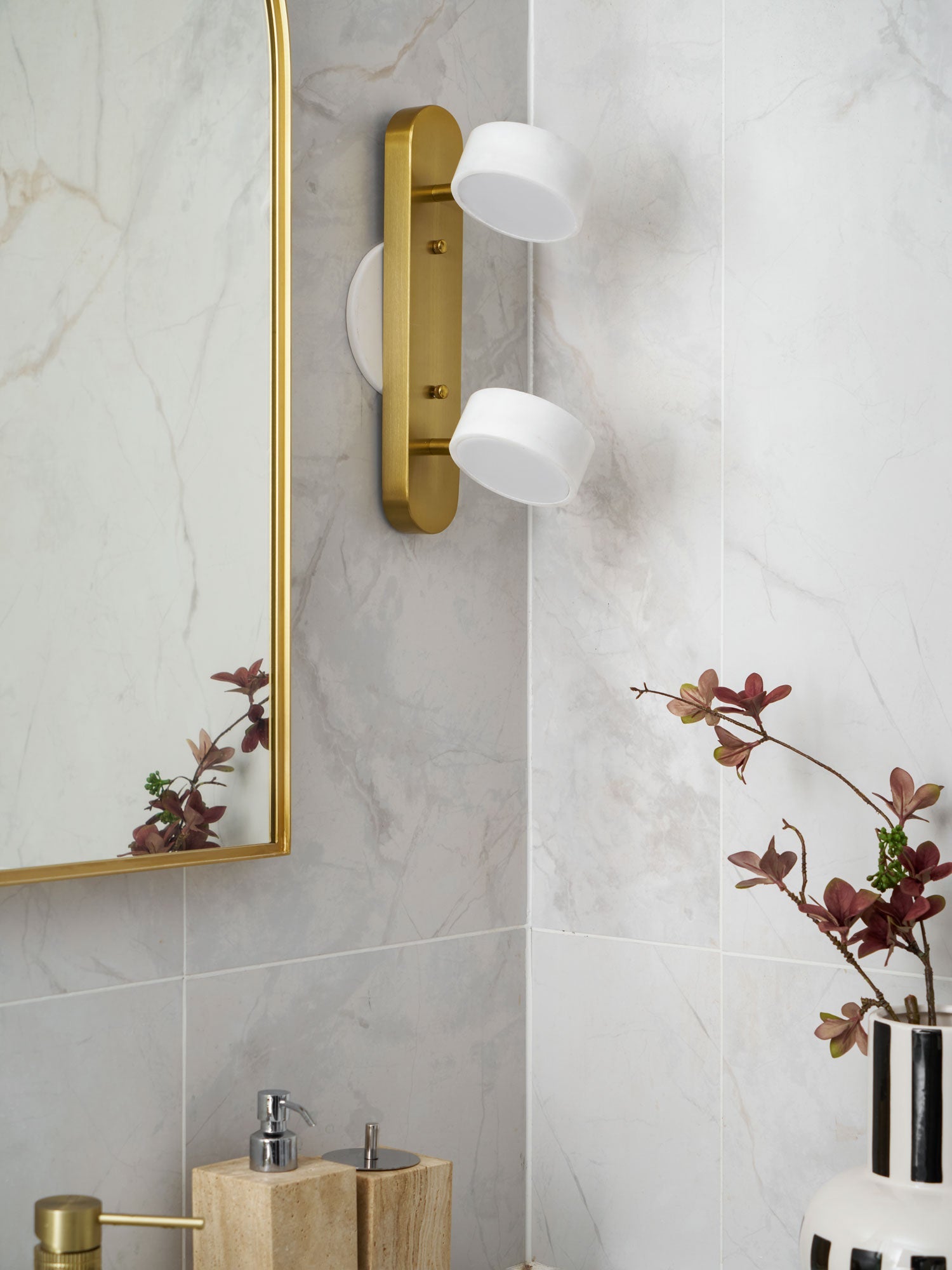 Orshaa Linear Travertine Vanity Light - Blowlighting