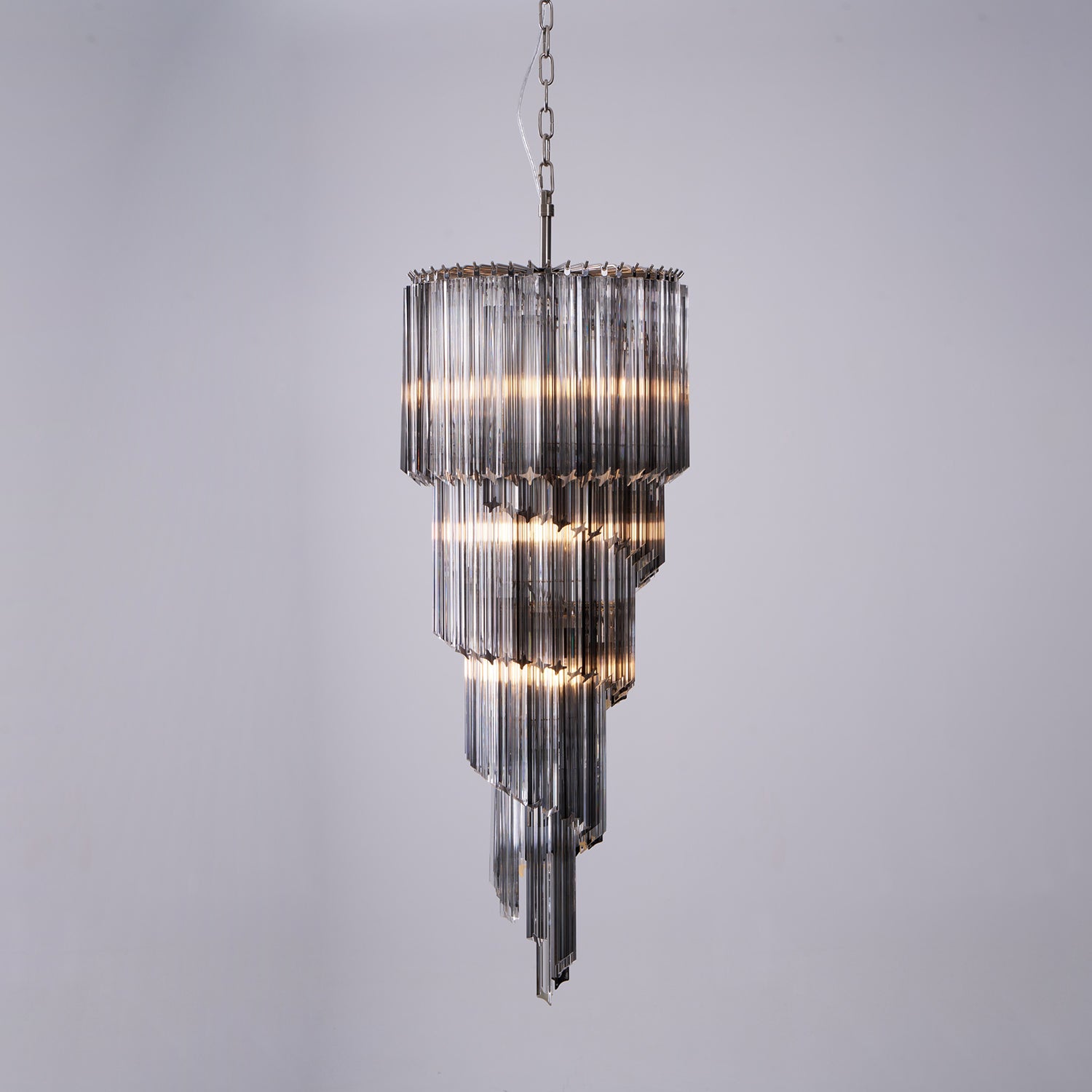 Aurora Chandelier Smoked Glass Spiral - Blowlighting