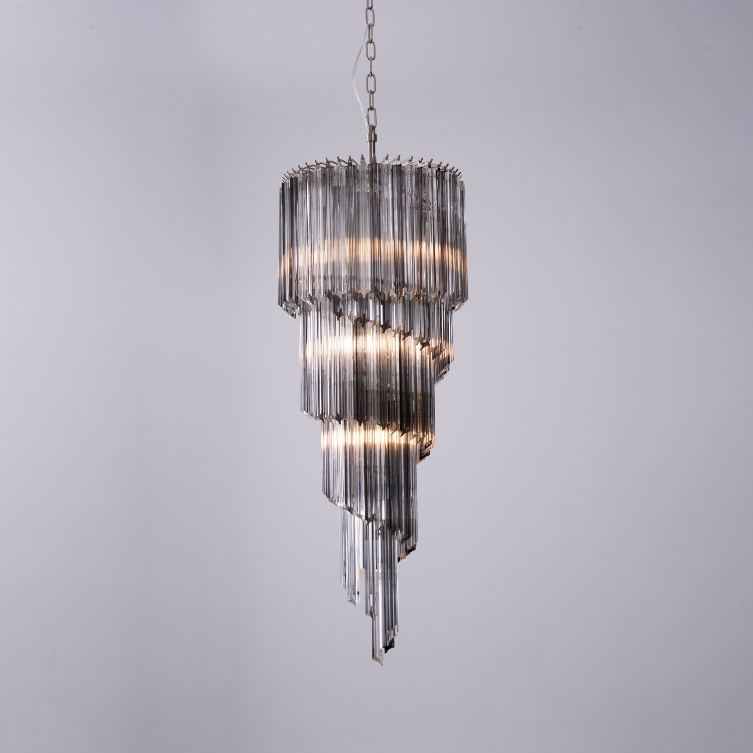 Aurora Chandelier Smoked Glass Spiral - Blowlighting