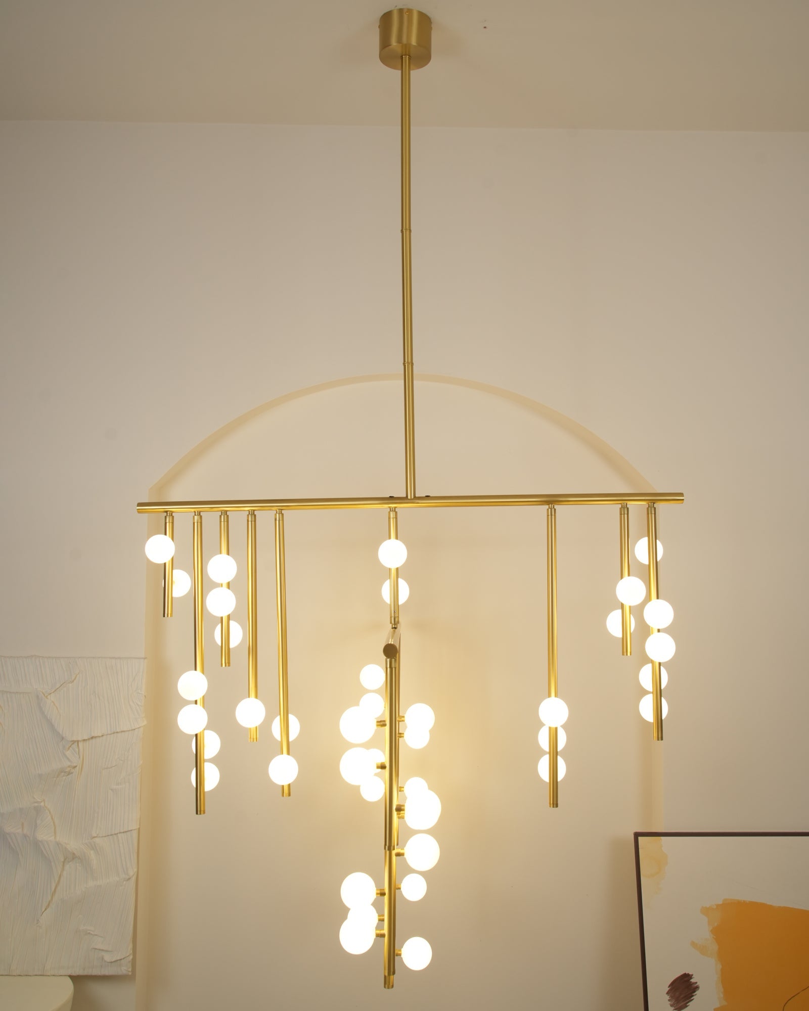 Eurzoris Geometric Brass Linear Pendant Light Chandelier - Blowlighting