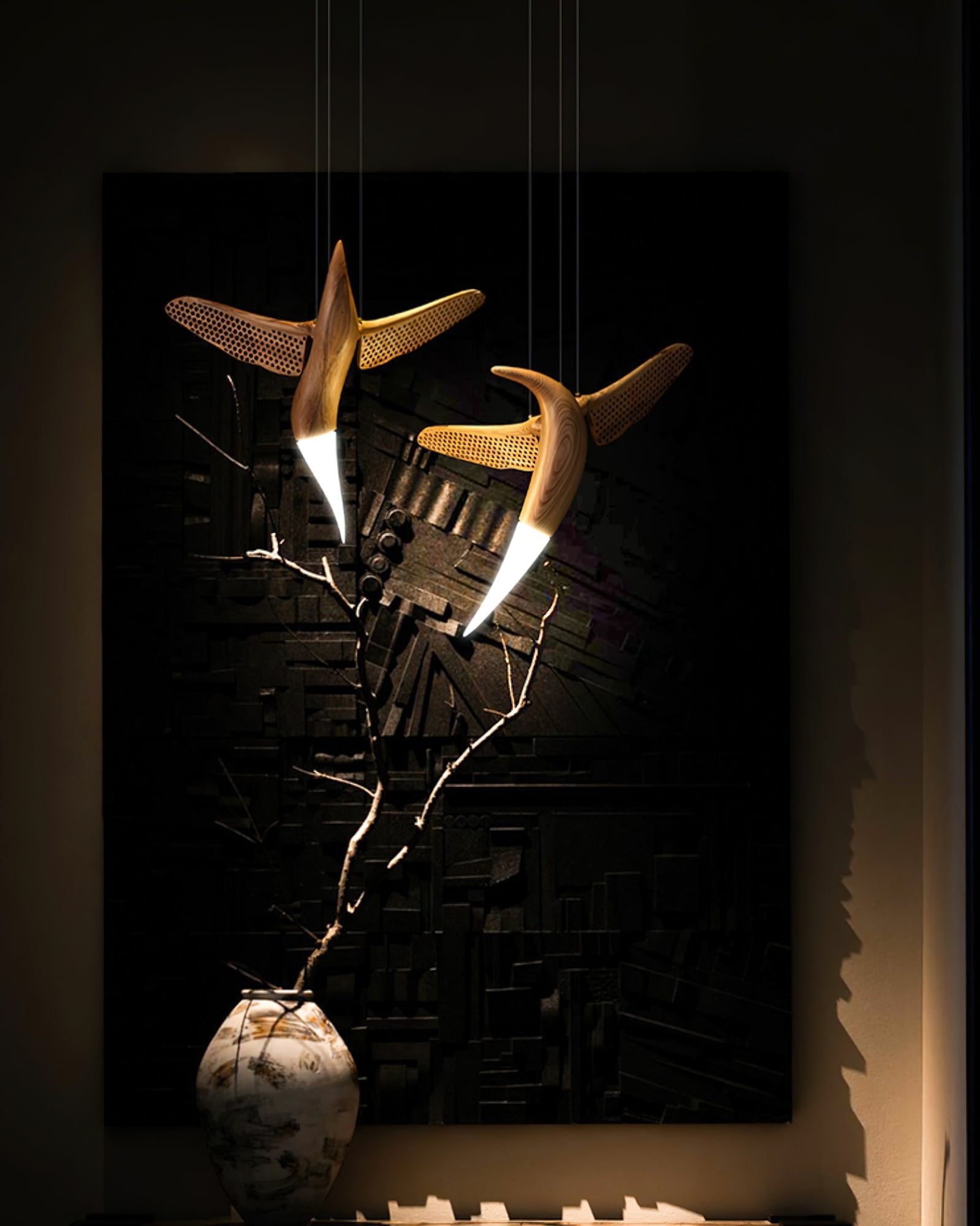 Elsilor Avian-Inspired Wood Pendant Light - Blowlighting