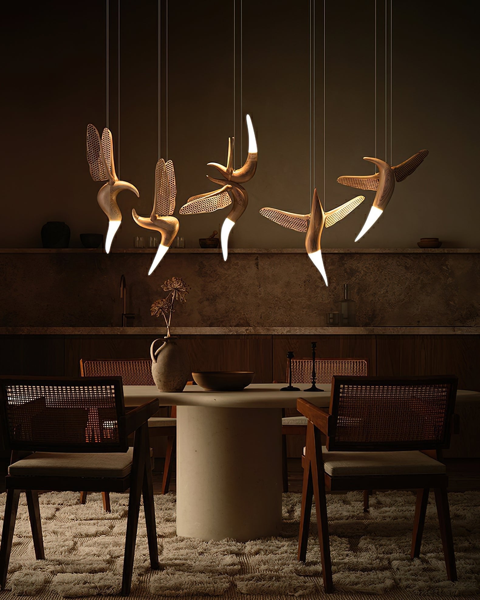 Elsilor Avian-Inspired Wood Pendant Light - Blowlighting