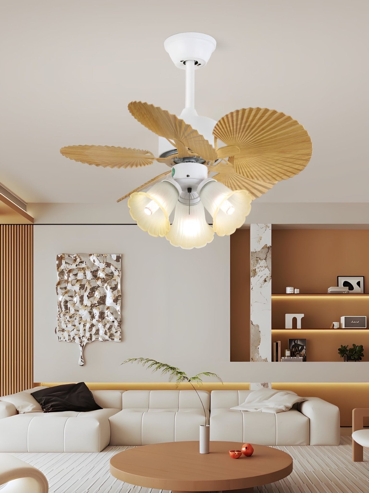 Aurelia Vintage Wood Glass Ceiling Fan Light - Blowlighting