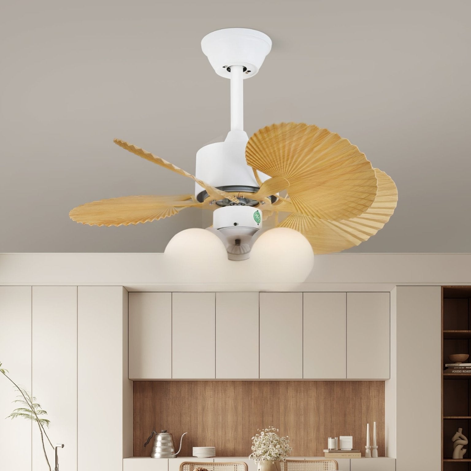 Aurelia Vintage Wood Glass Ceiling Fan Light - Blowlighting
