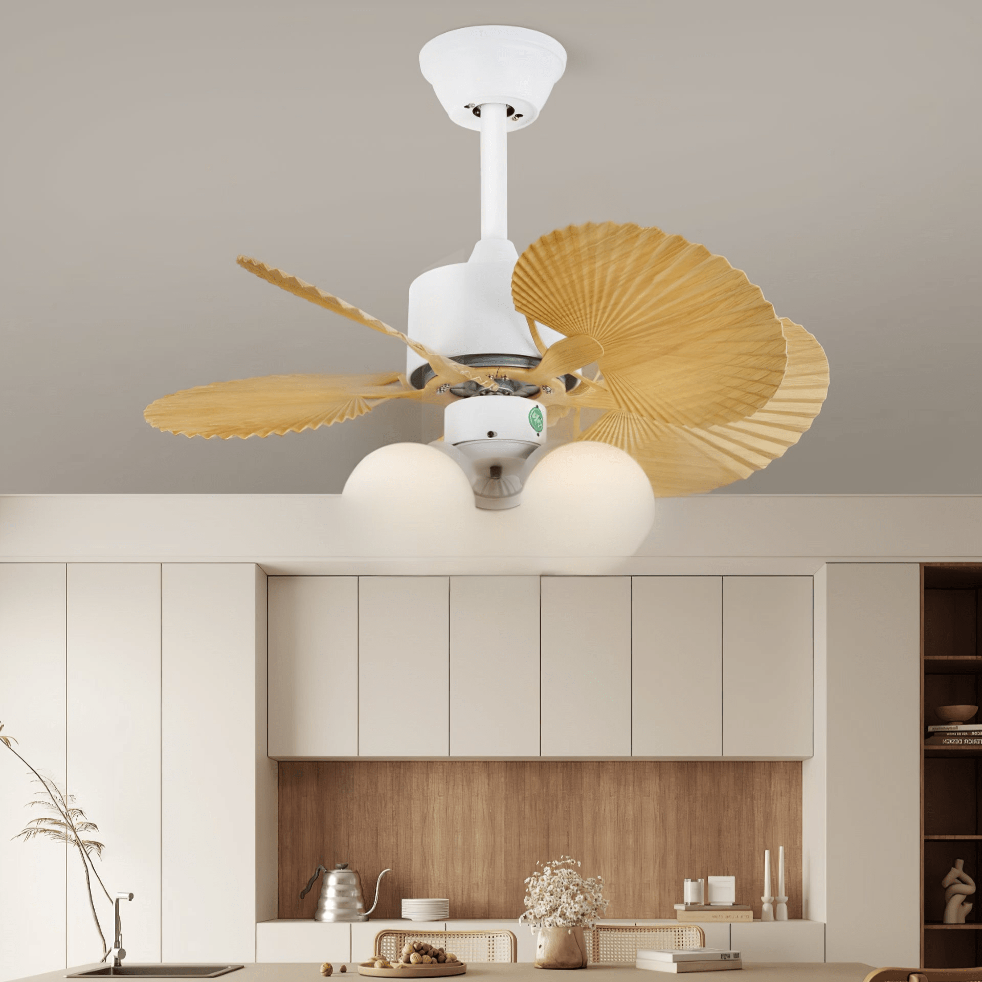 Aurelia Vintage Wood Glass Ceiling Fan Light - Blowlighting