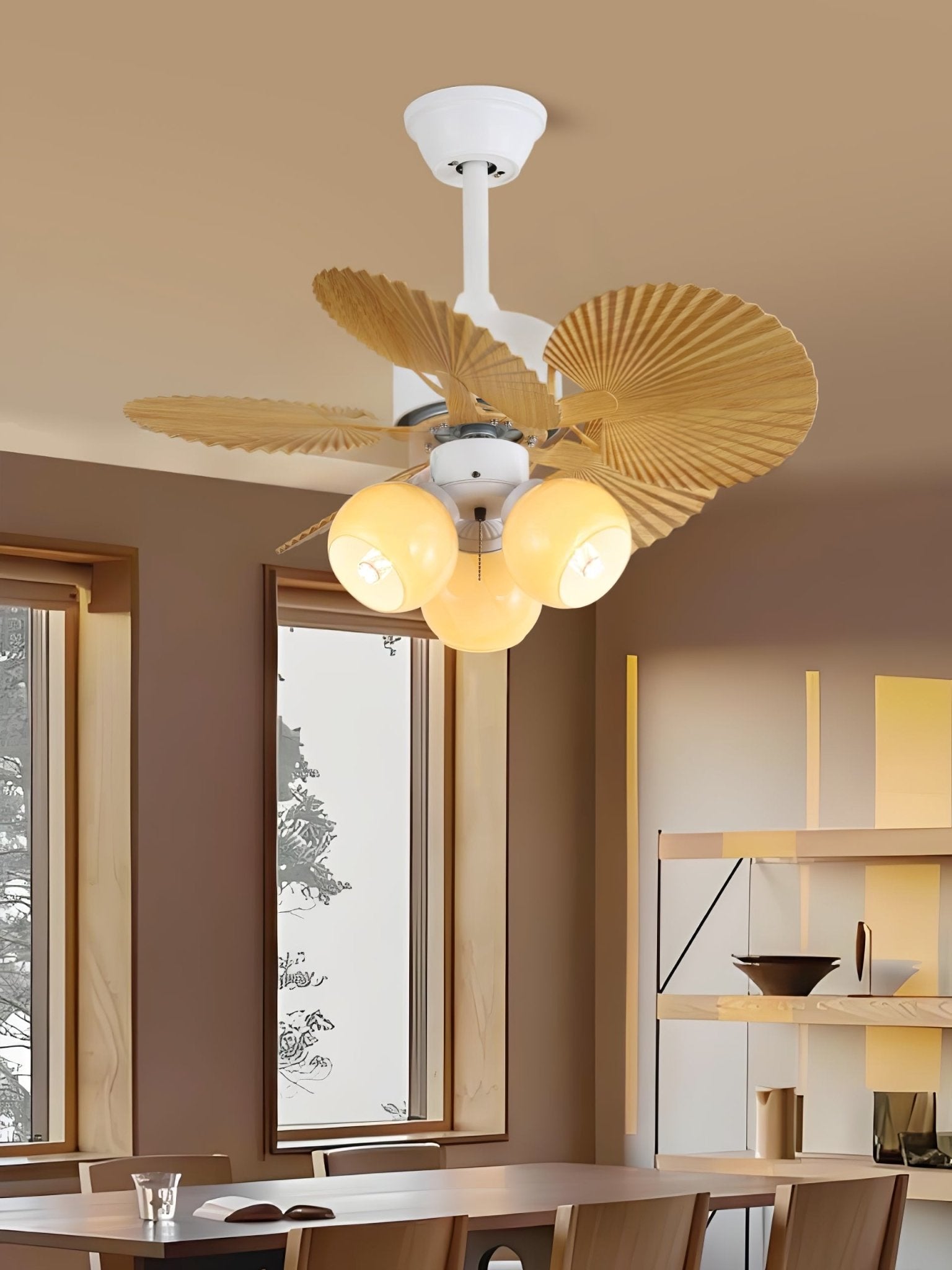 Aurelia Vintage Wood Glass Ceiling Fan Light - Blowlighting
