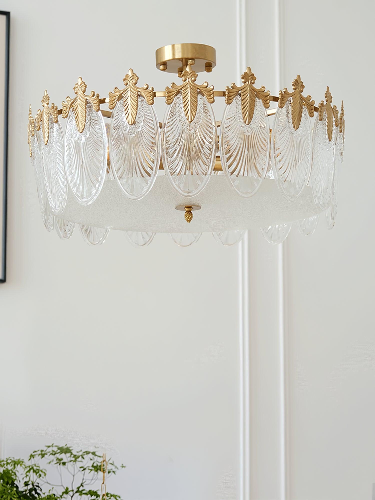 Decorative Pattern Glass Round Chandelier - Blowlighting