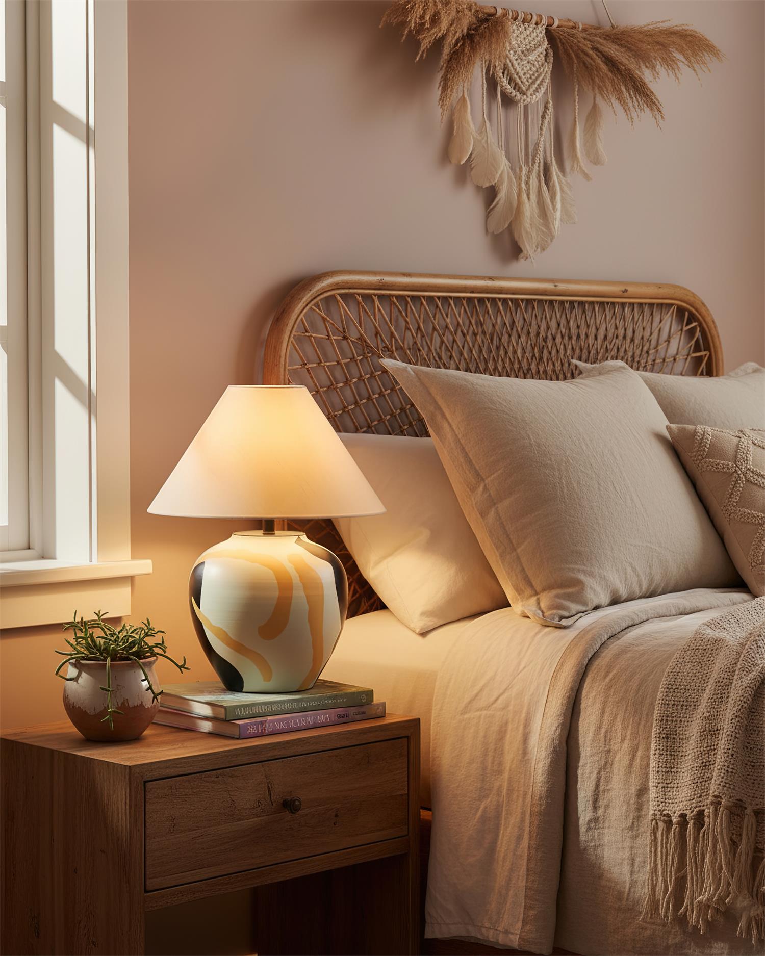 Desert Wabi-Sabi Ceramics Swirl Table Light