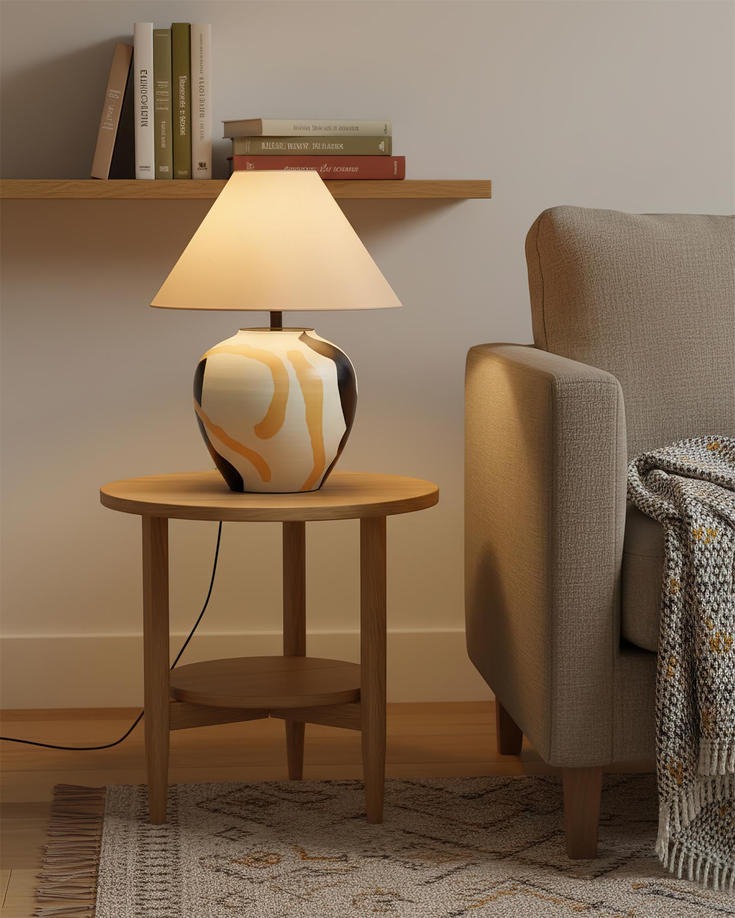 Desert Wabi-Sabi Ceramics Swirl Table Light