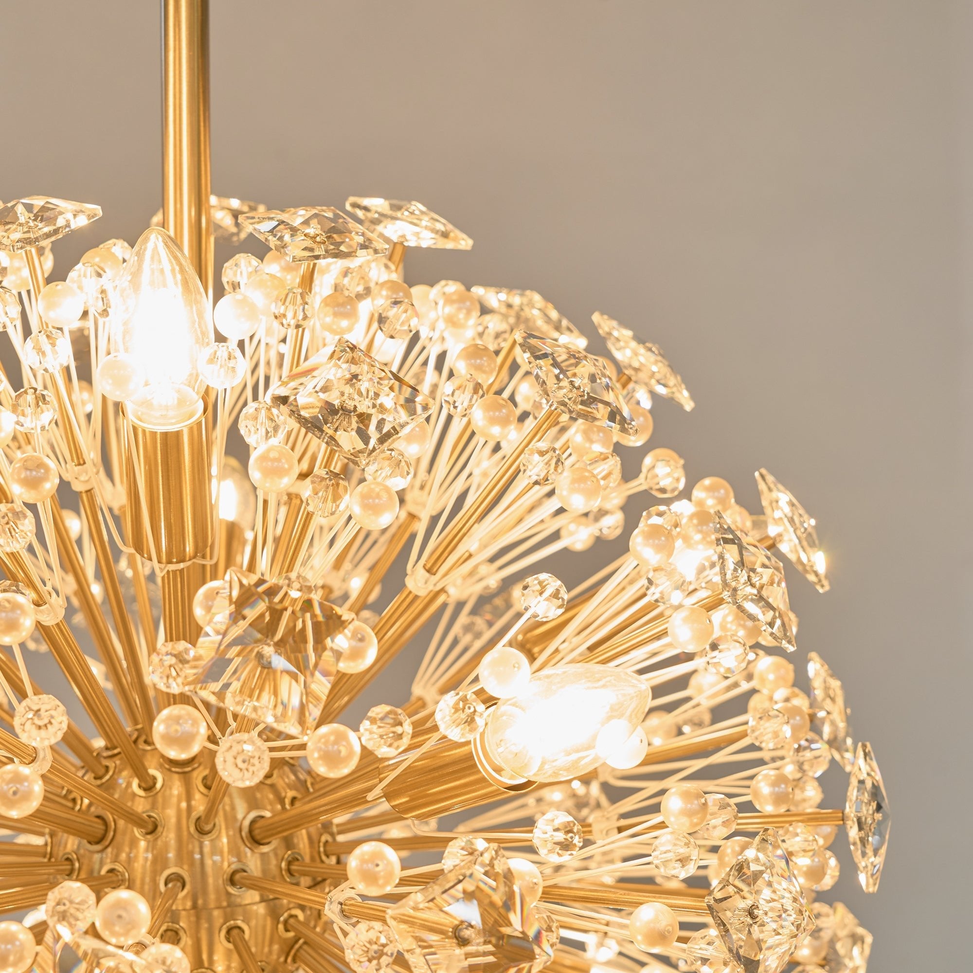 Aurora Chandelier Dickinson Gold Crystal Starburst - Blowlighting